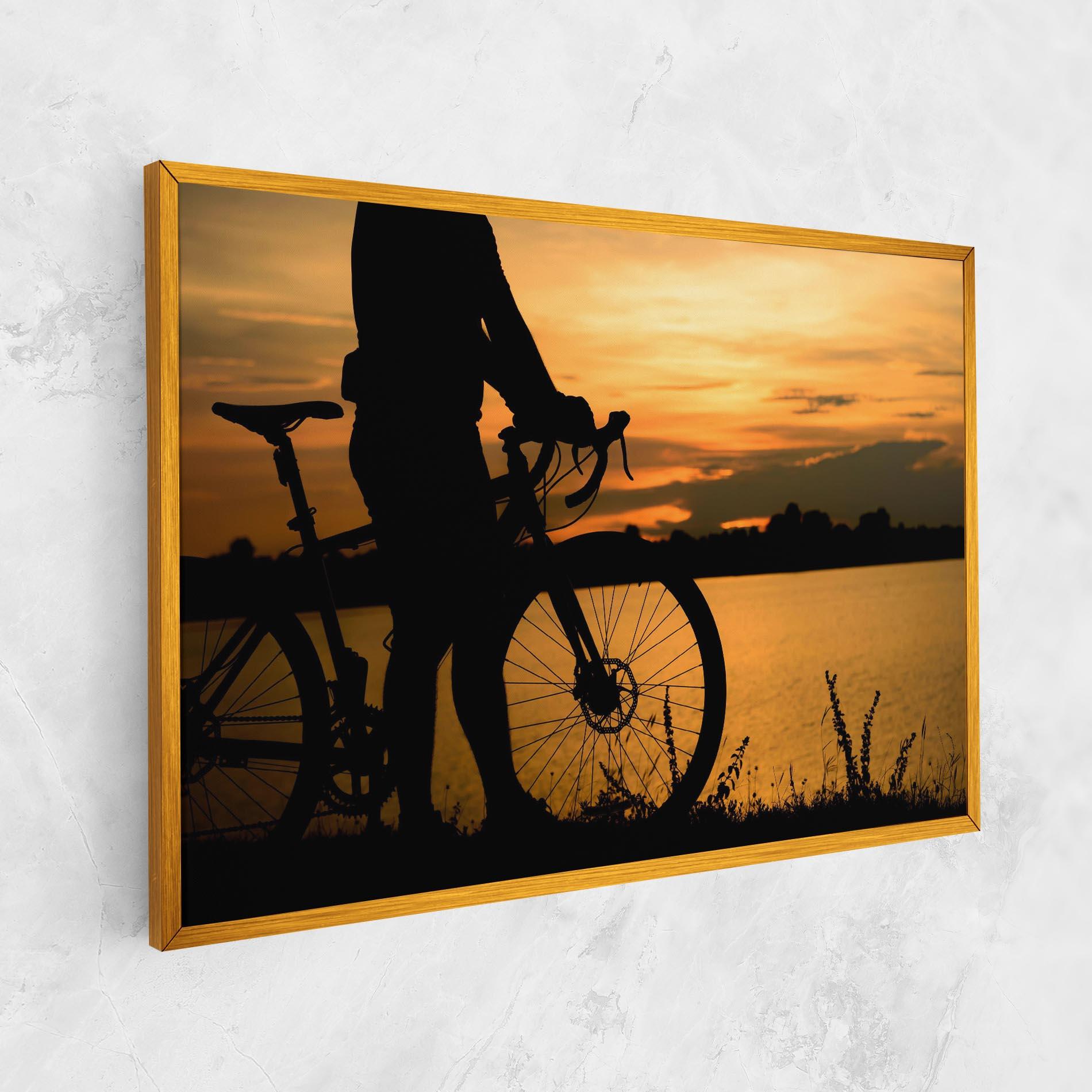 Vászonkép Bicycle Sunset Silhouette mockup 1