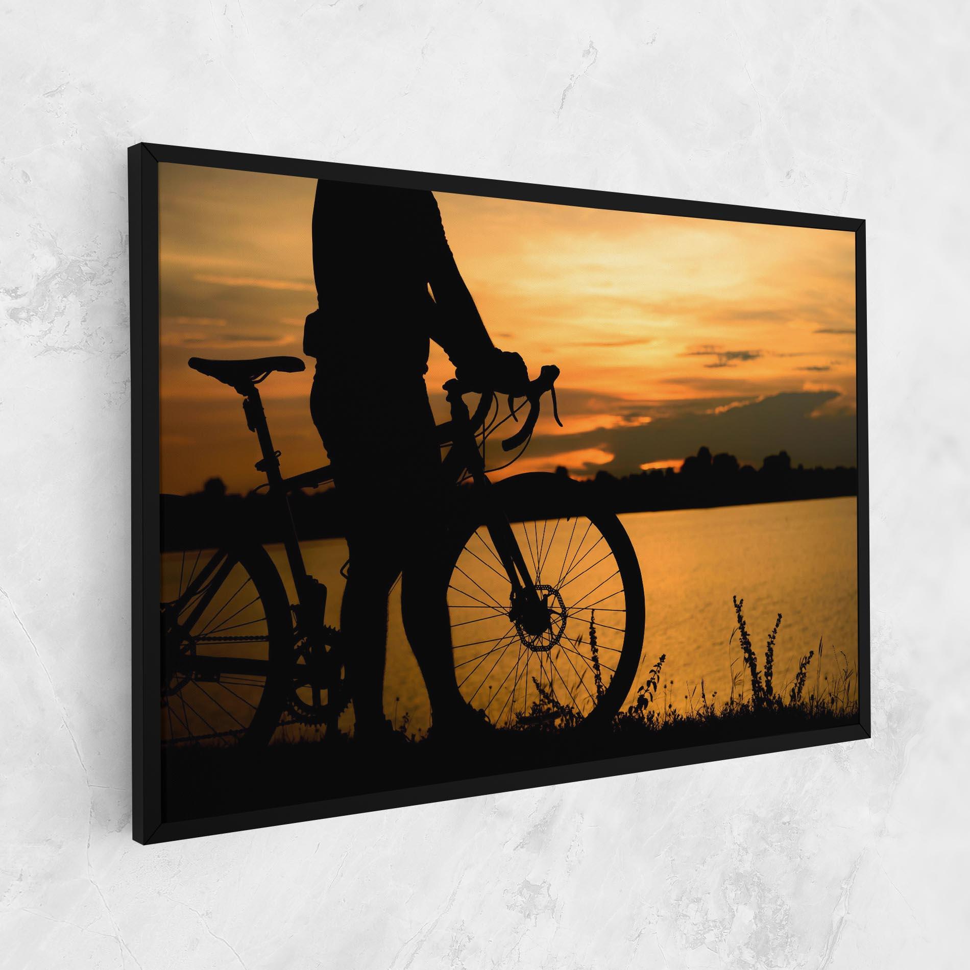 Vászonkép Bicycle Sunset Silhouette mockup 1