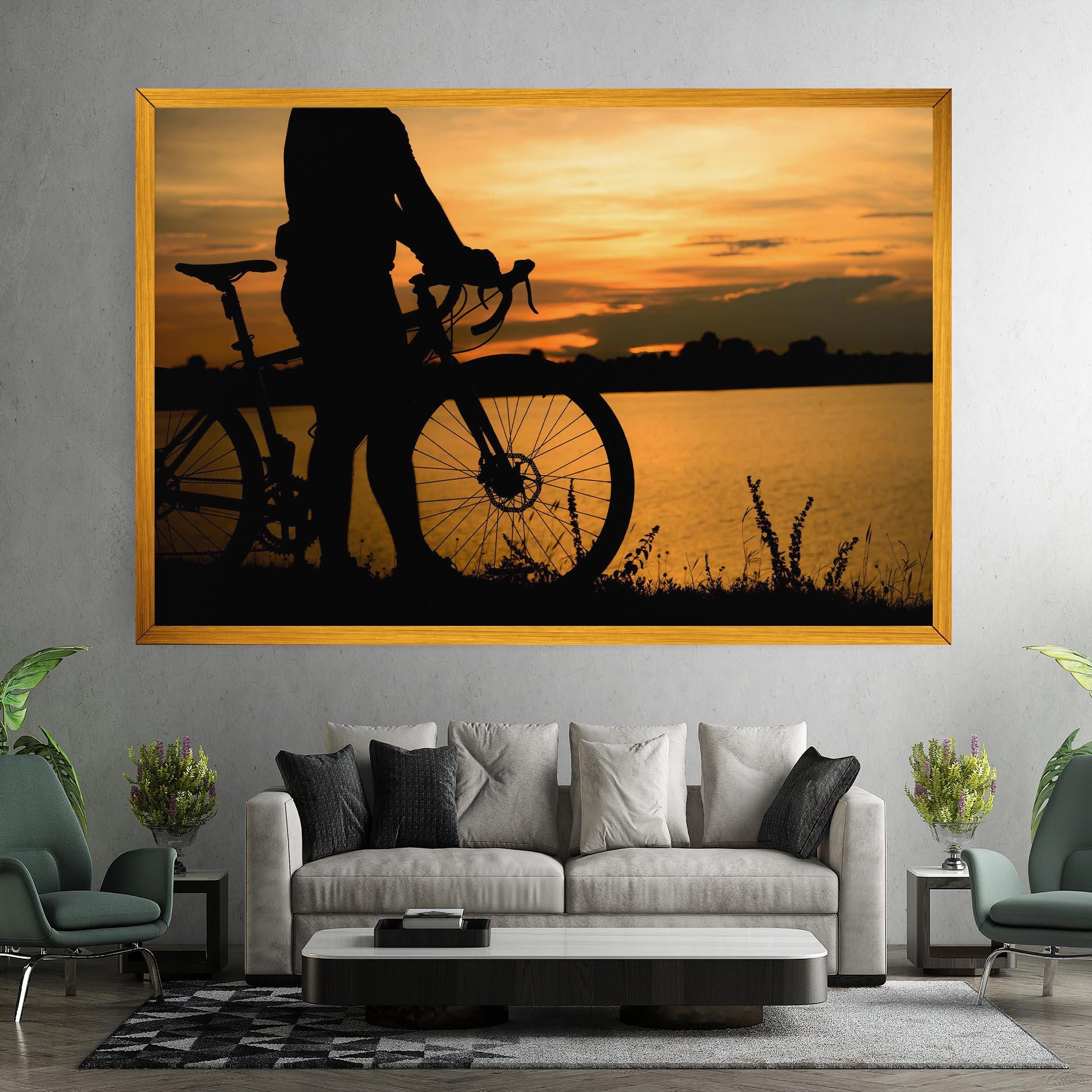 Vászonkép Bicycle Sunset Silhouette mockup 7