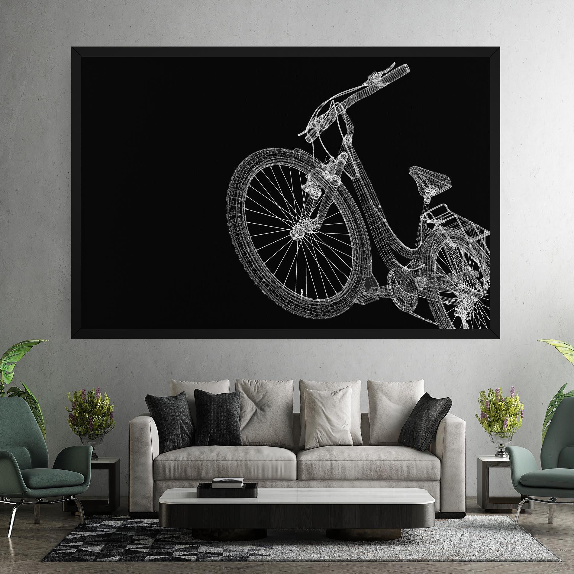Vászonkép 3d Bike Model On Black mockup 7
