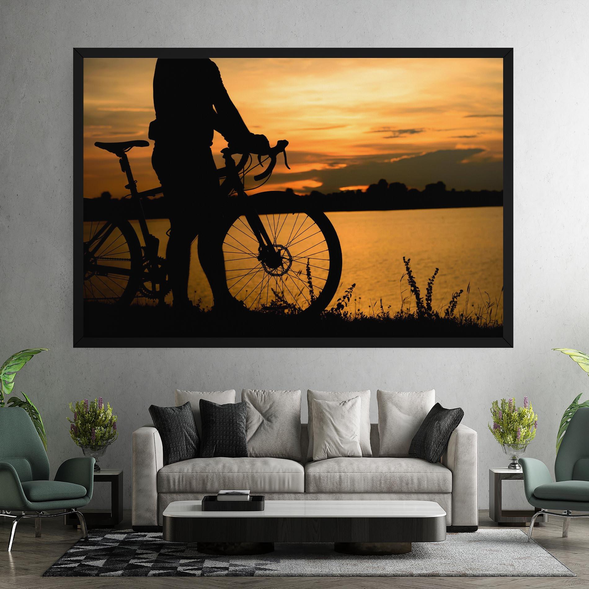 Vászonkép Bicycle Sunset Silhouette mockup 7
