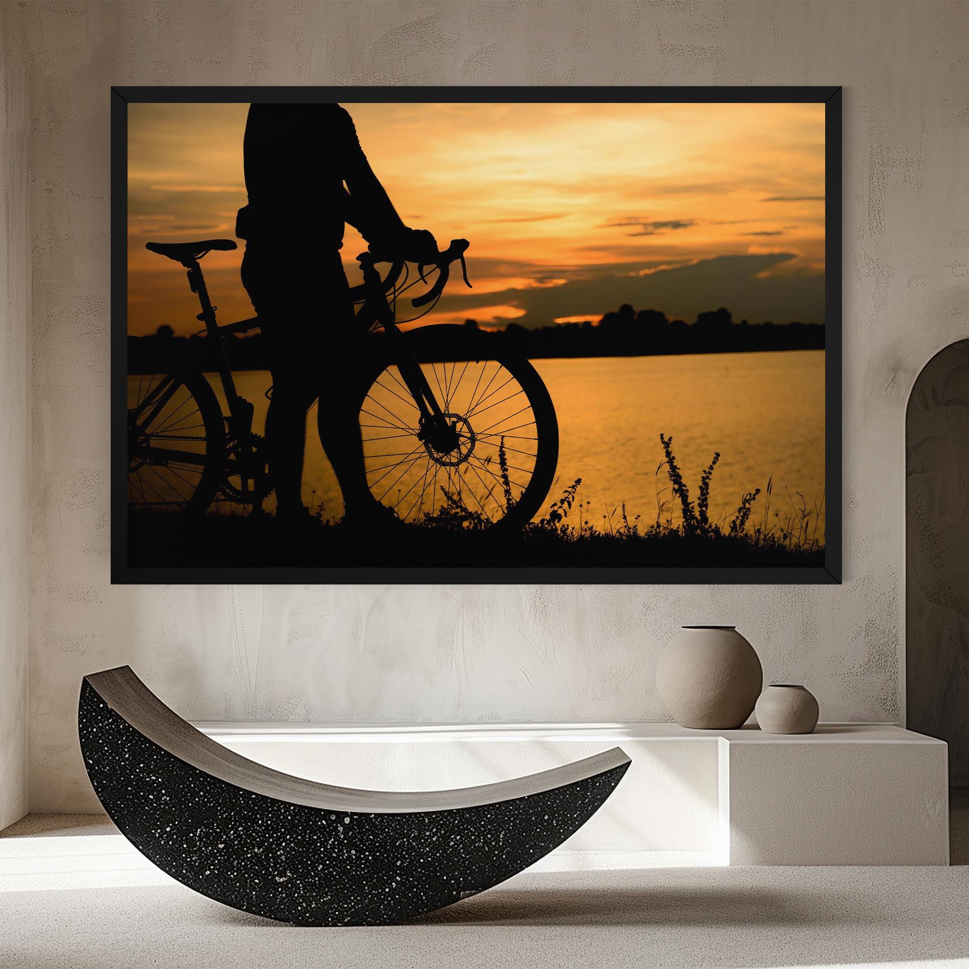 Vászonkép Bicycle Sunset Silhouette mockup 8