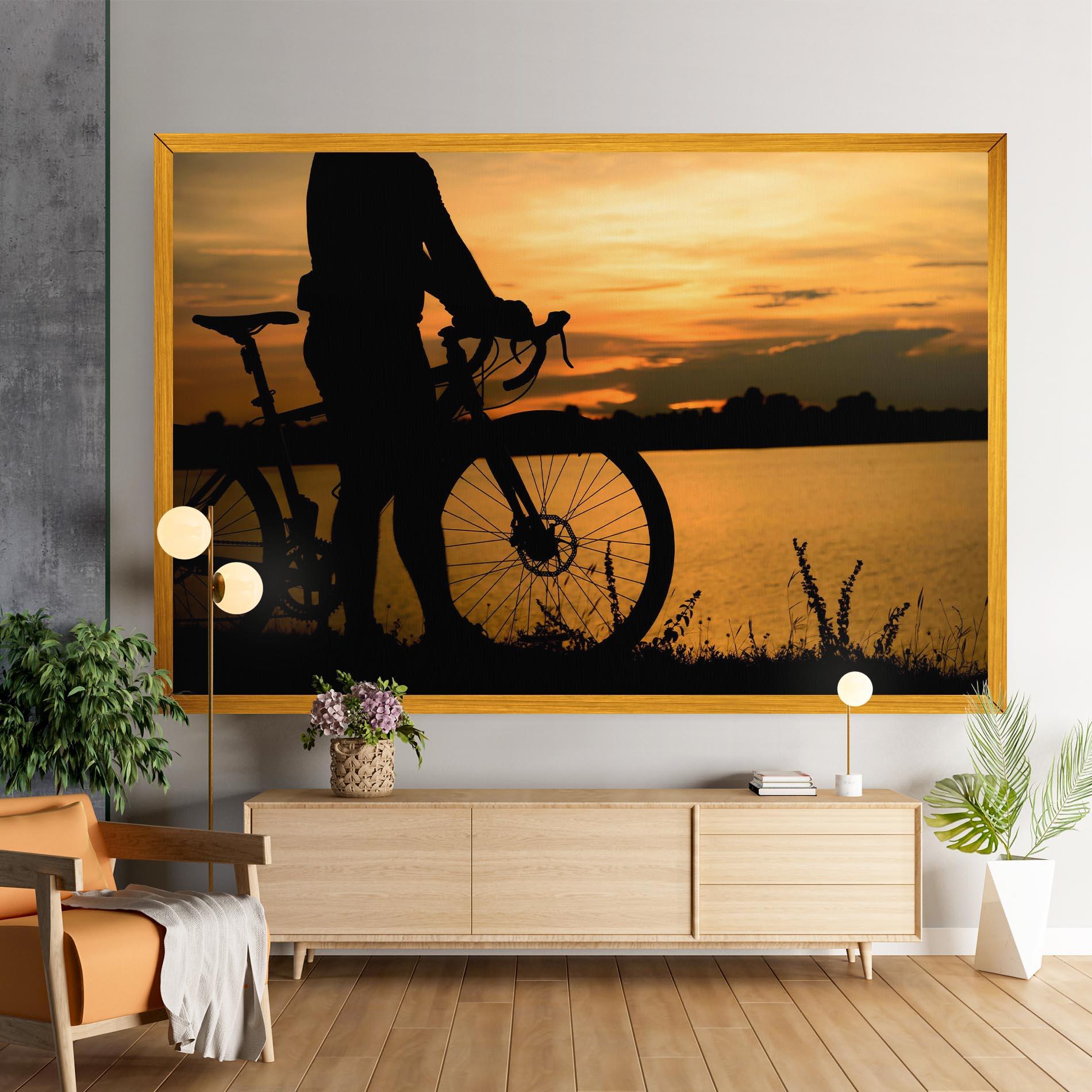 Vászonkép Bicycle Sunset Silhouette mockup 9