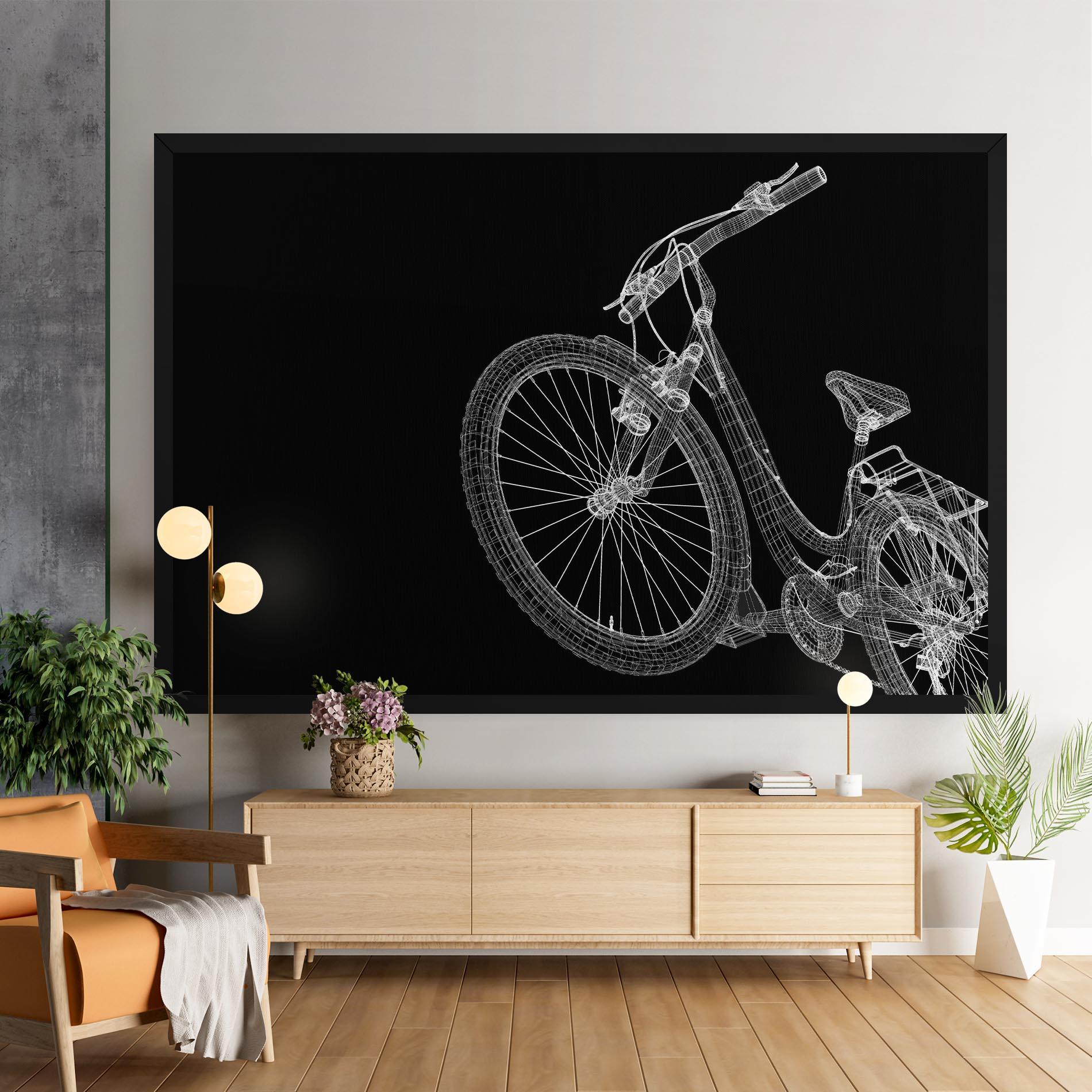 Vászonkép 3d Bike Model On Black mockup 9