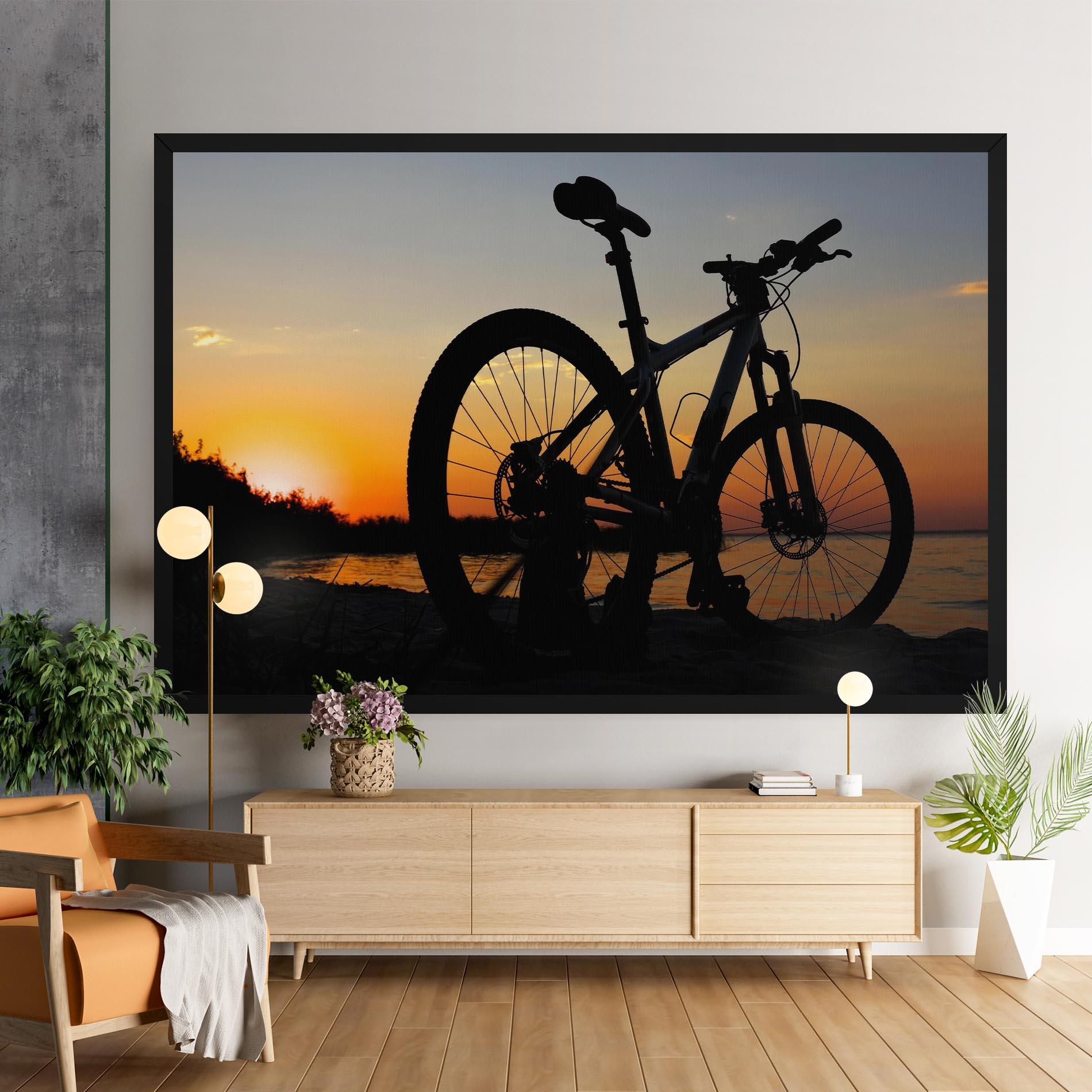 Vászonkép Beach Bike Silhouette mockup 9