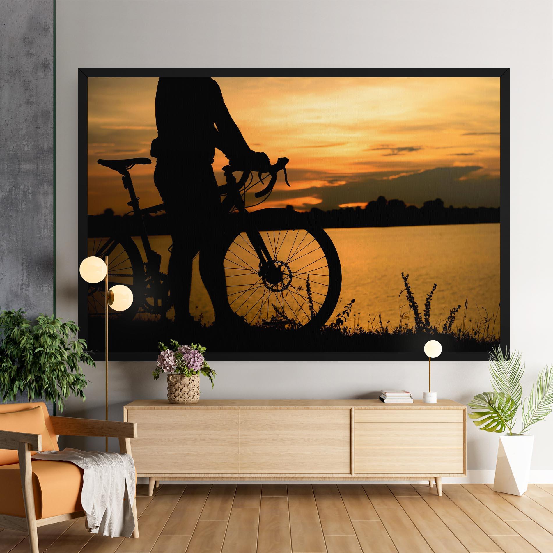 Vászonkép Bicycle Sunset Silhouette mockup 9