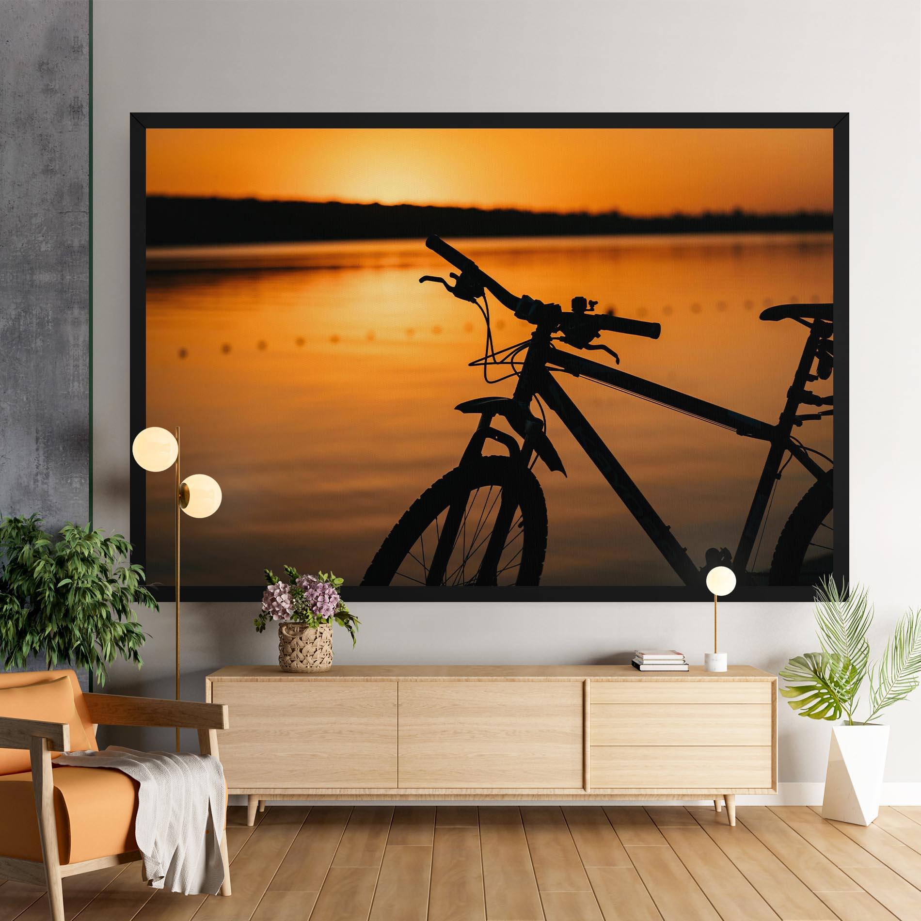 Vászonkép Sunset Lake Bike mockup 9
