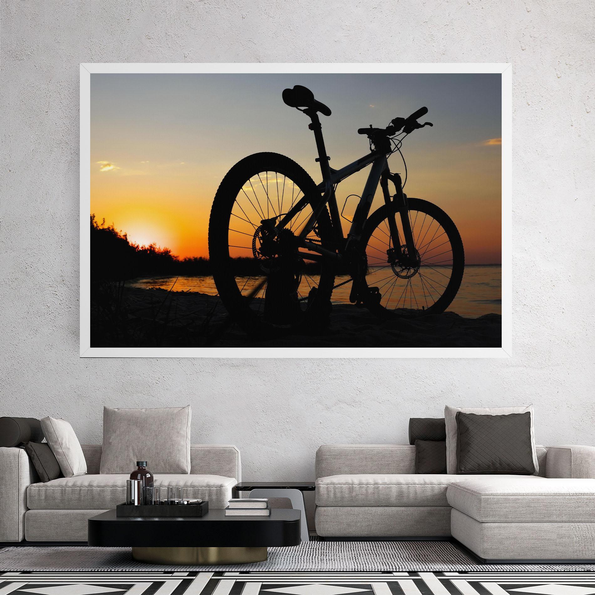Vászonkép Beach Bike Silhouette mockup 2
