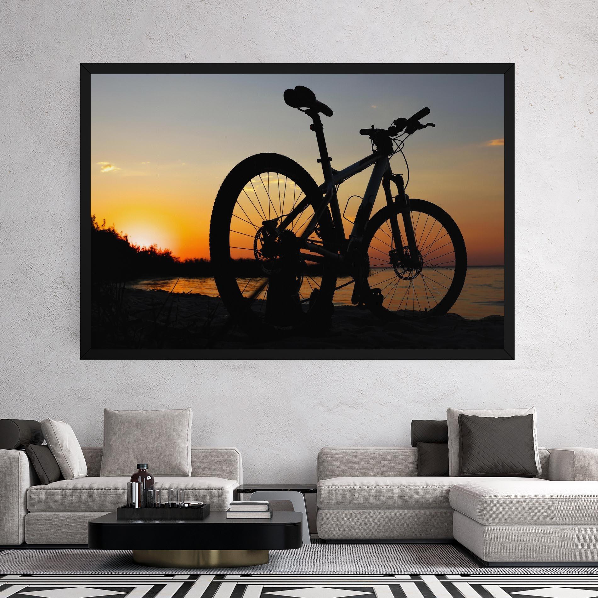 Vászonkép Beach Bike Silhouette mockup 2
