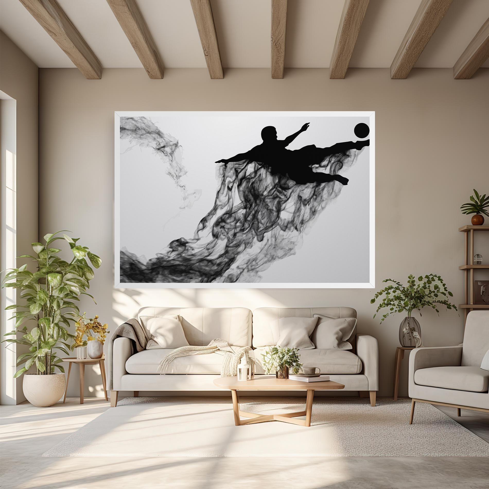 Vászonkép Black Smoke Football mockup 6