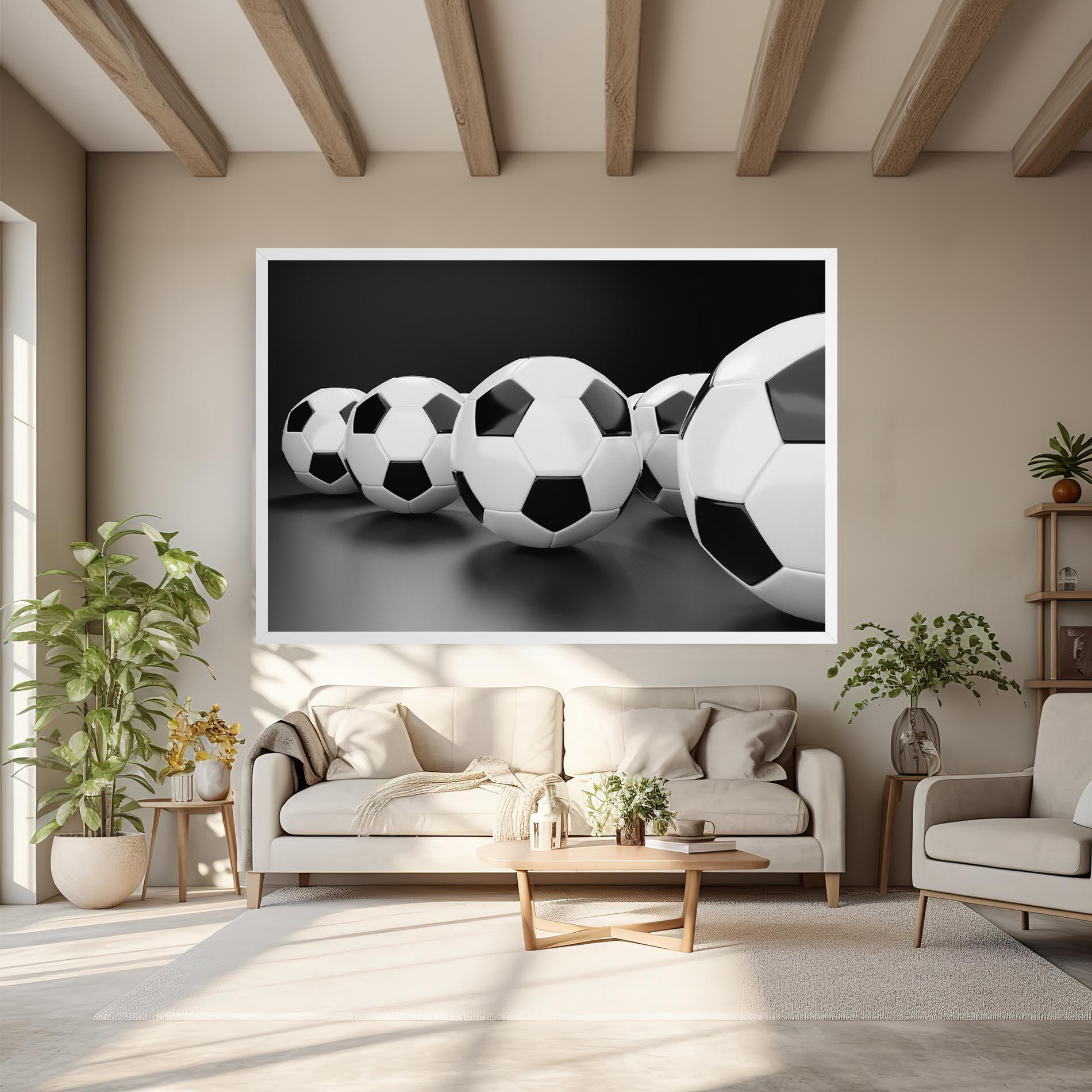 Vászonkép Black White Football mockup 6