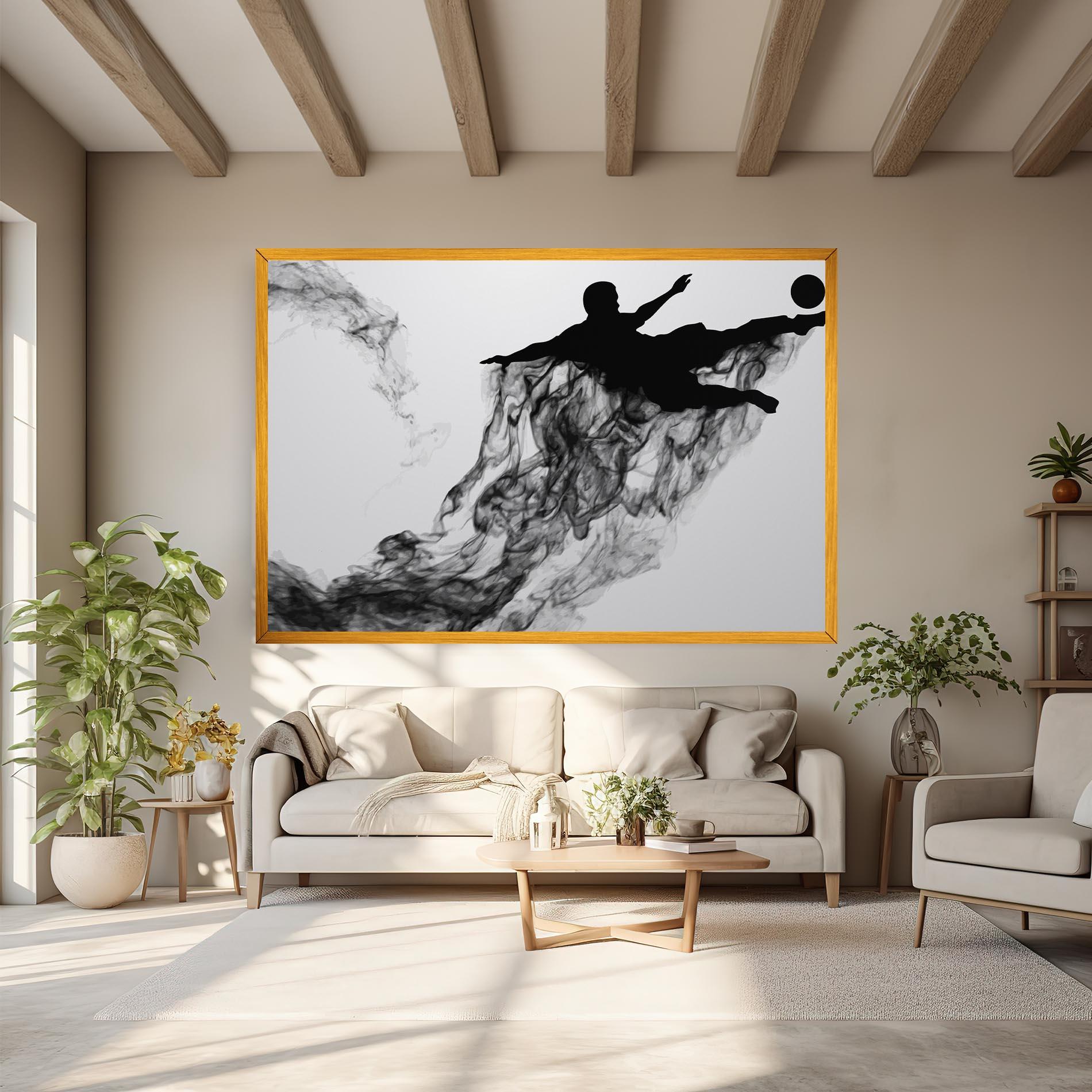 Vászonkép Black Smoke Football mockup 6