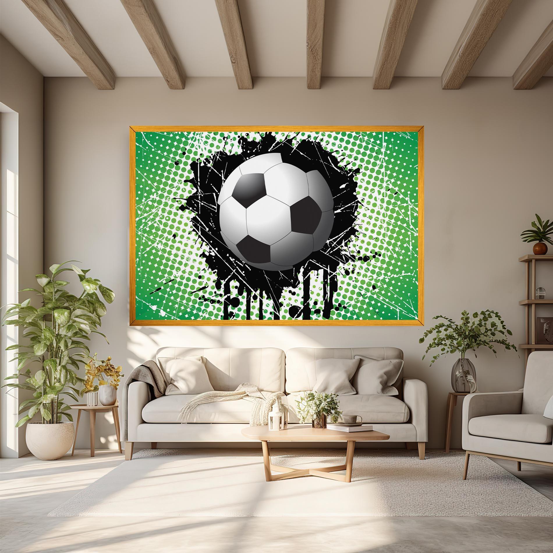Vászonkép Green Black Football mockup 6