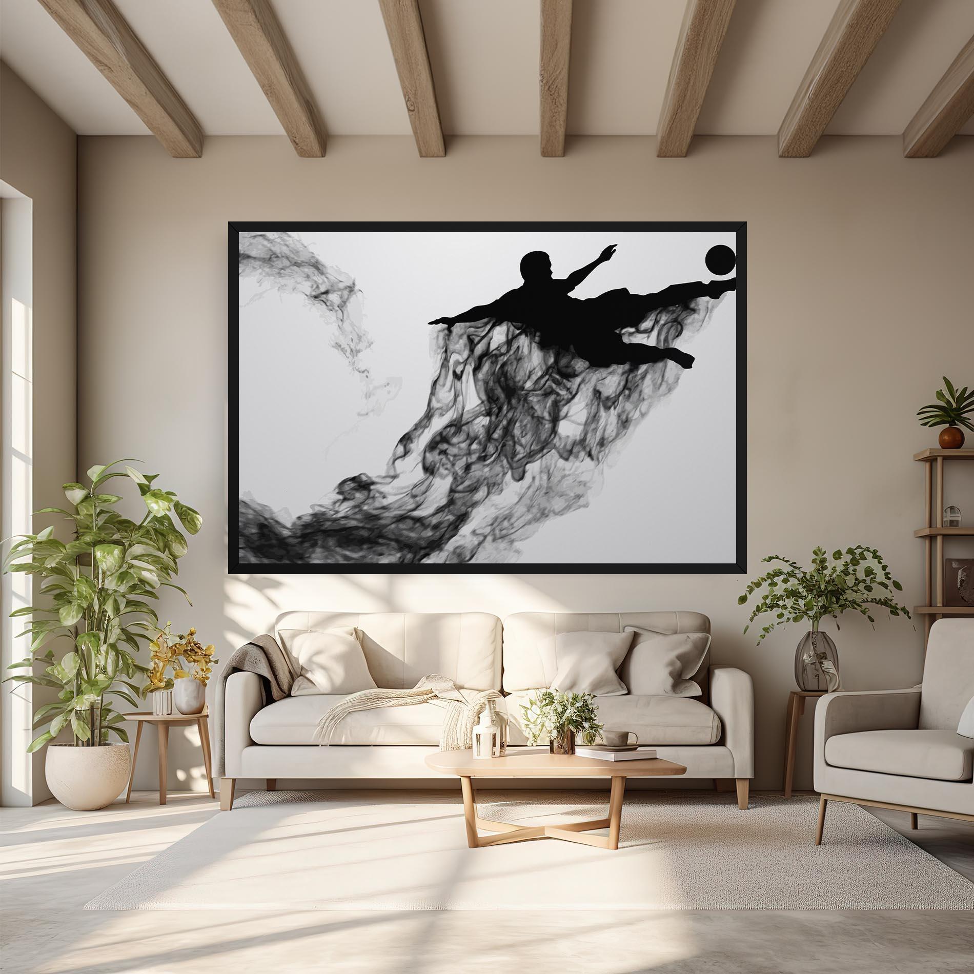 Vászonkép Black Smoke Football mockup 6