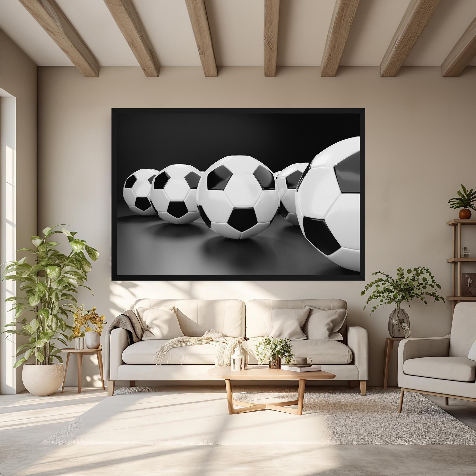 Vászonkép Black White Football mockup 6