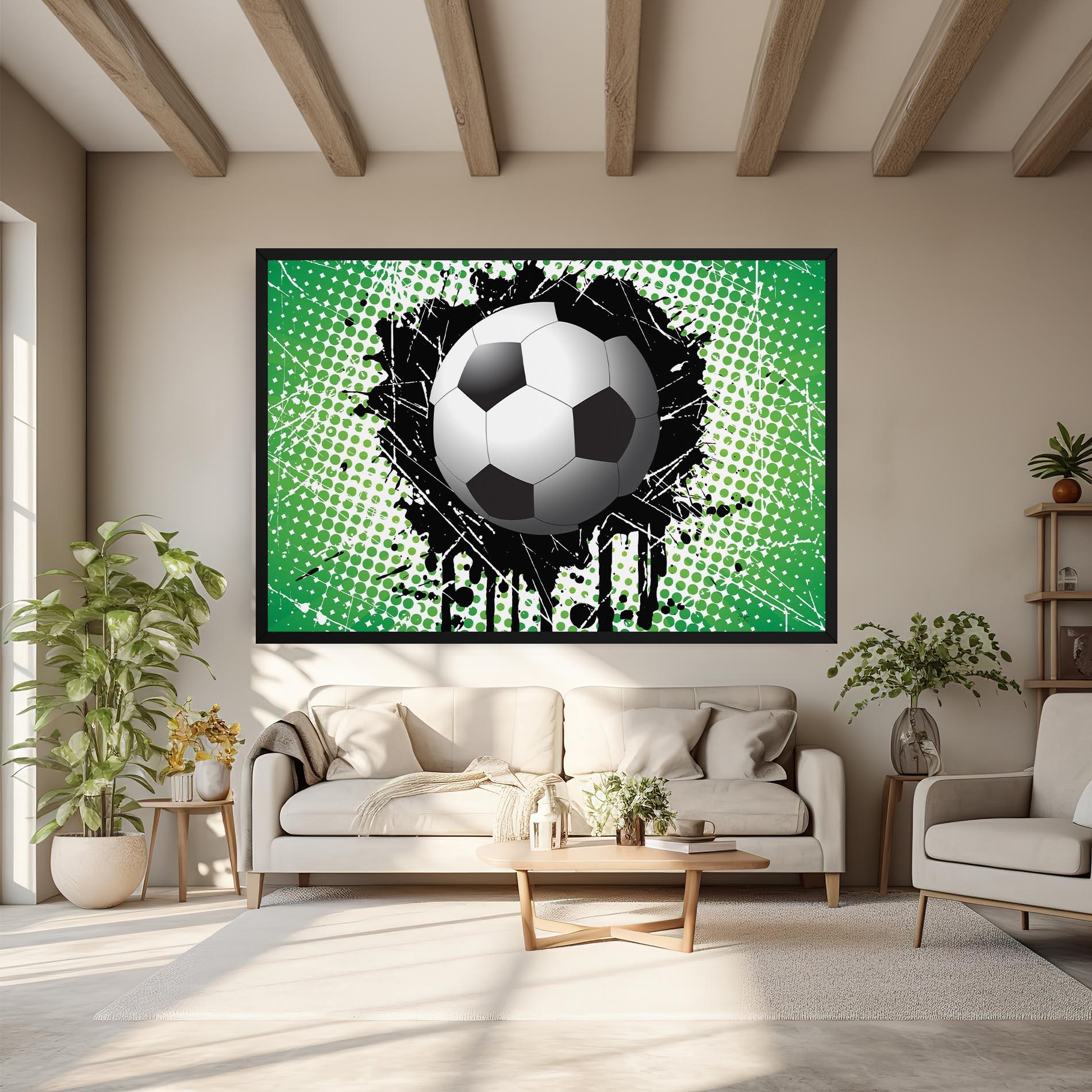Vászonkép Green Black Football mockup 6