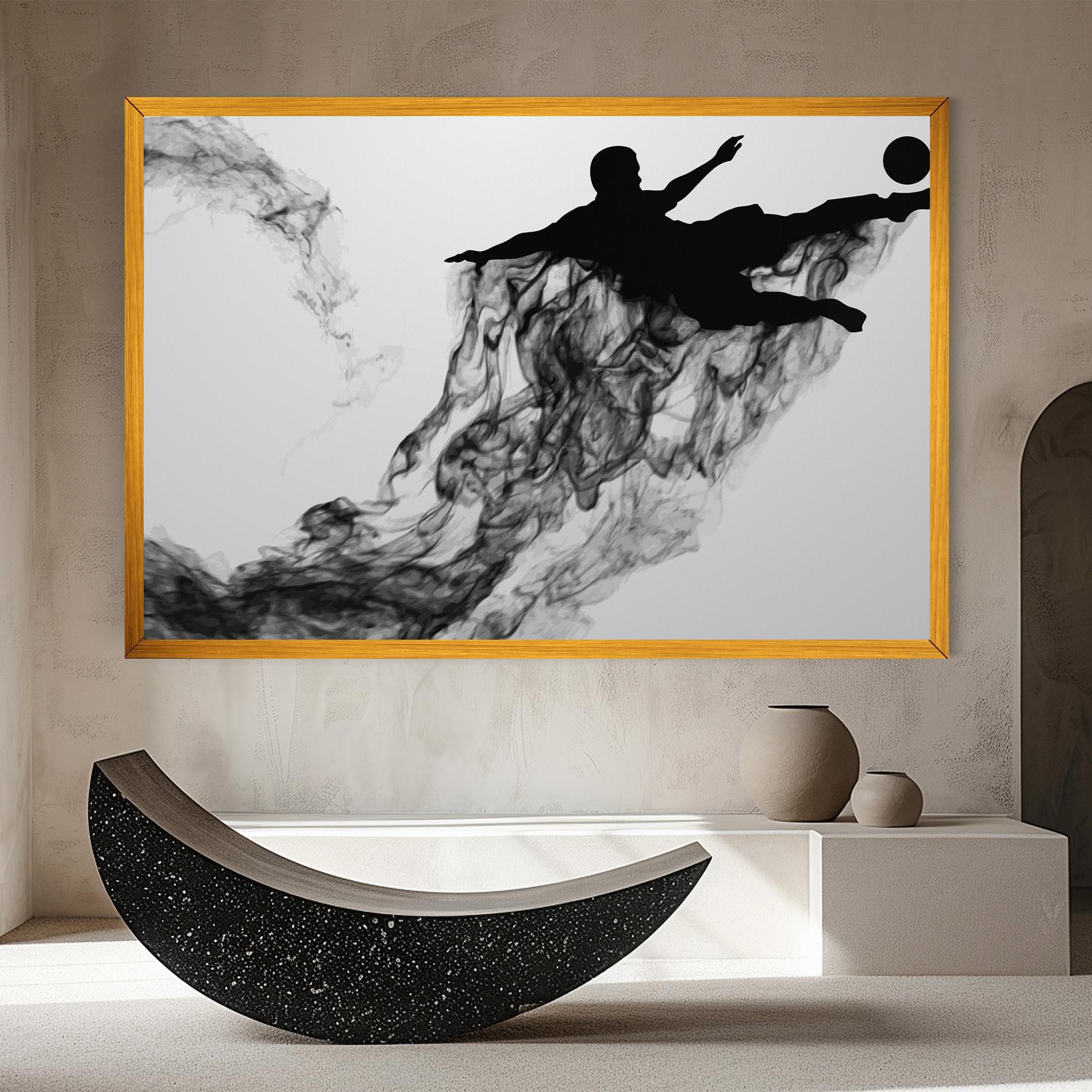 Vászonkép Black Smoke Football mockup 8