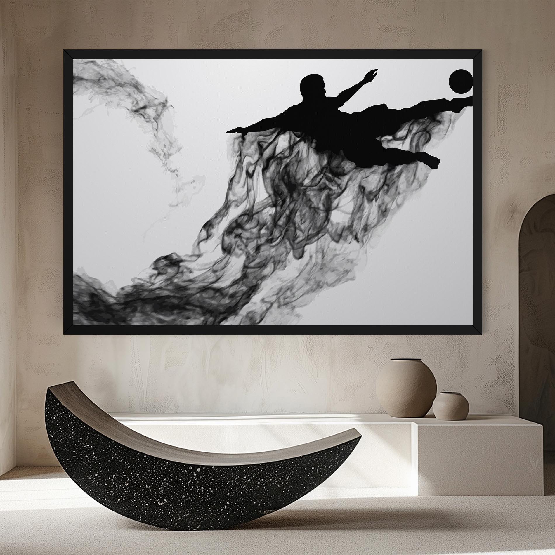 Vászonkép Black Smoke Football mockup 8