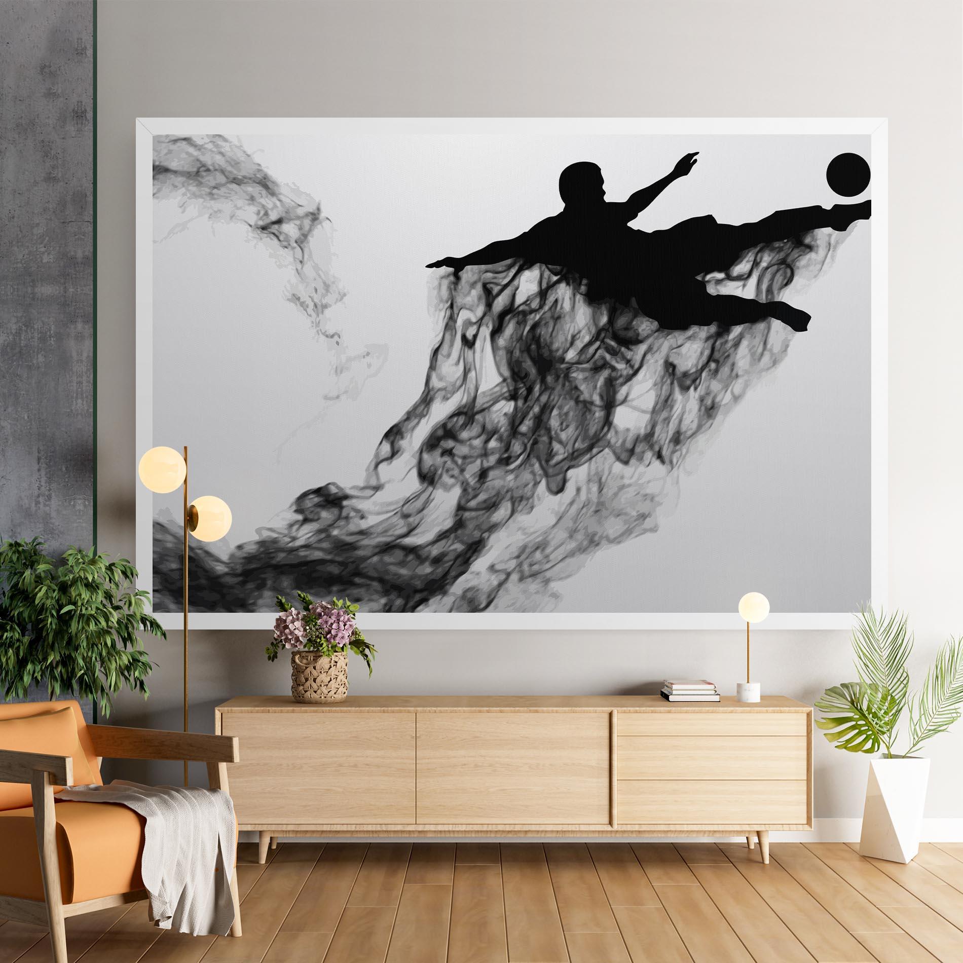 Vászonkép Black Smoke Football mockup 9