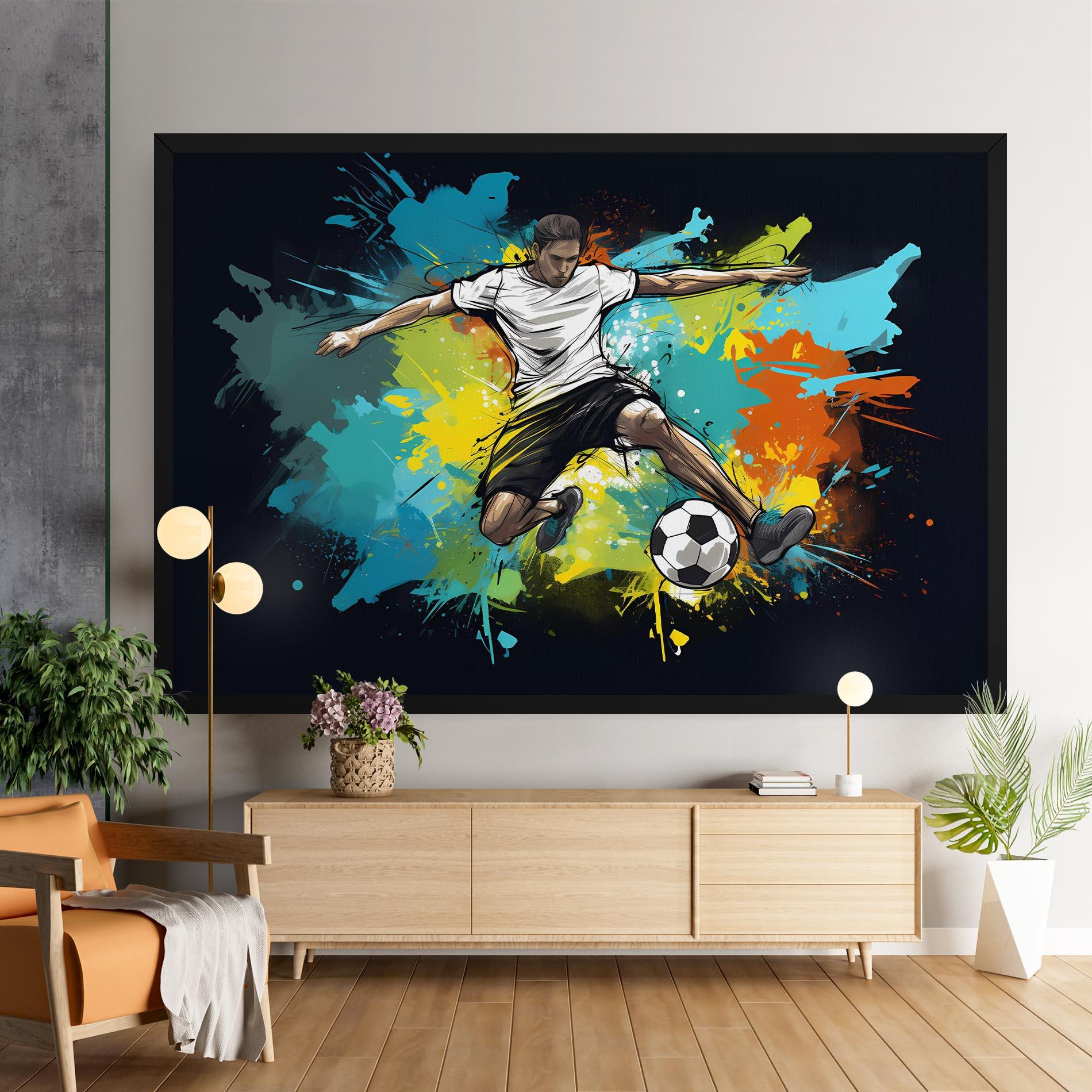 Vászonkép Green Paint Football Player mockup 9