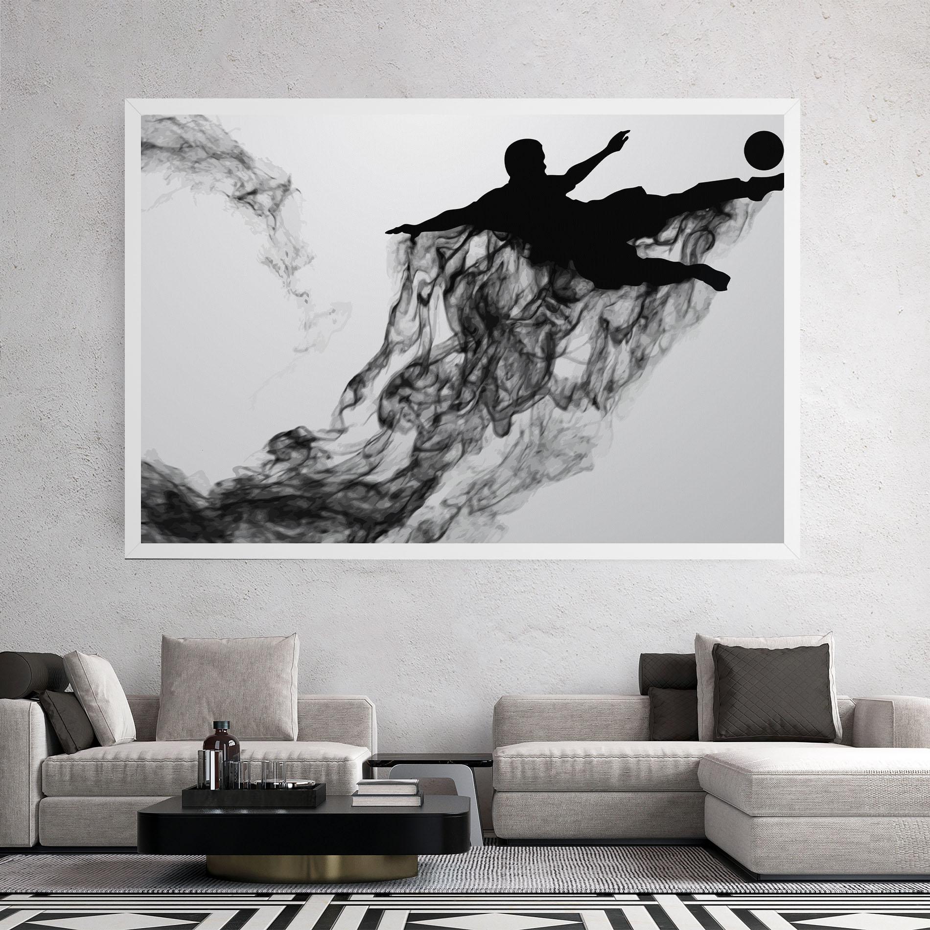 Vászonkép Black Smoke Football mockup 2