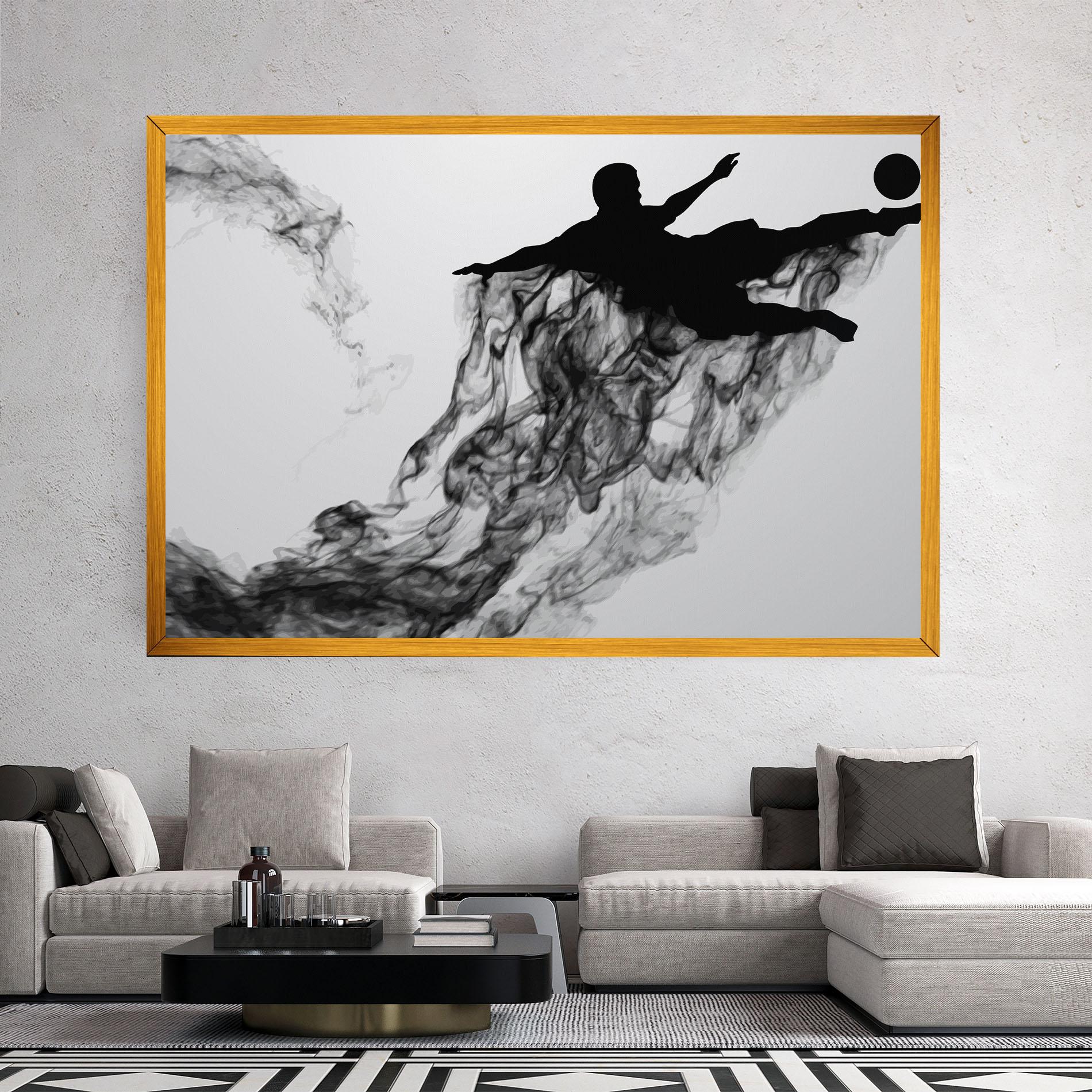 Vászonkép Black Smoke Football mockup 2