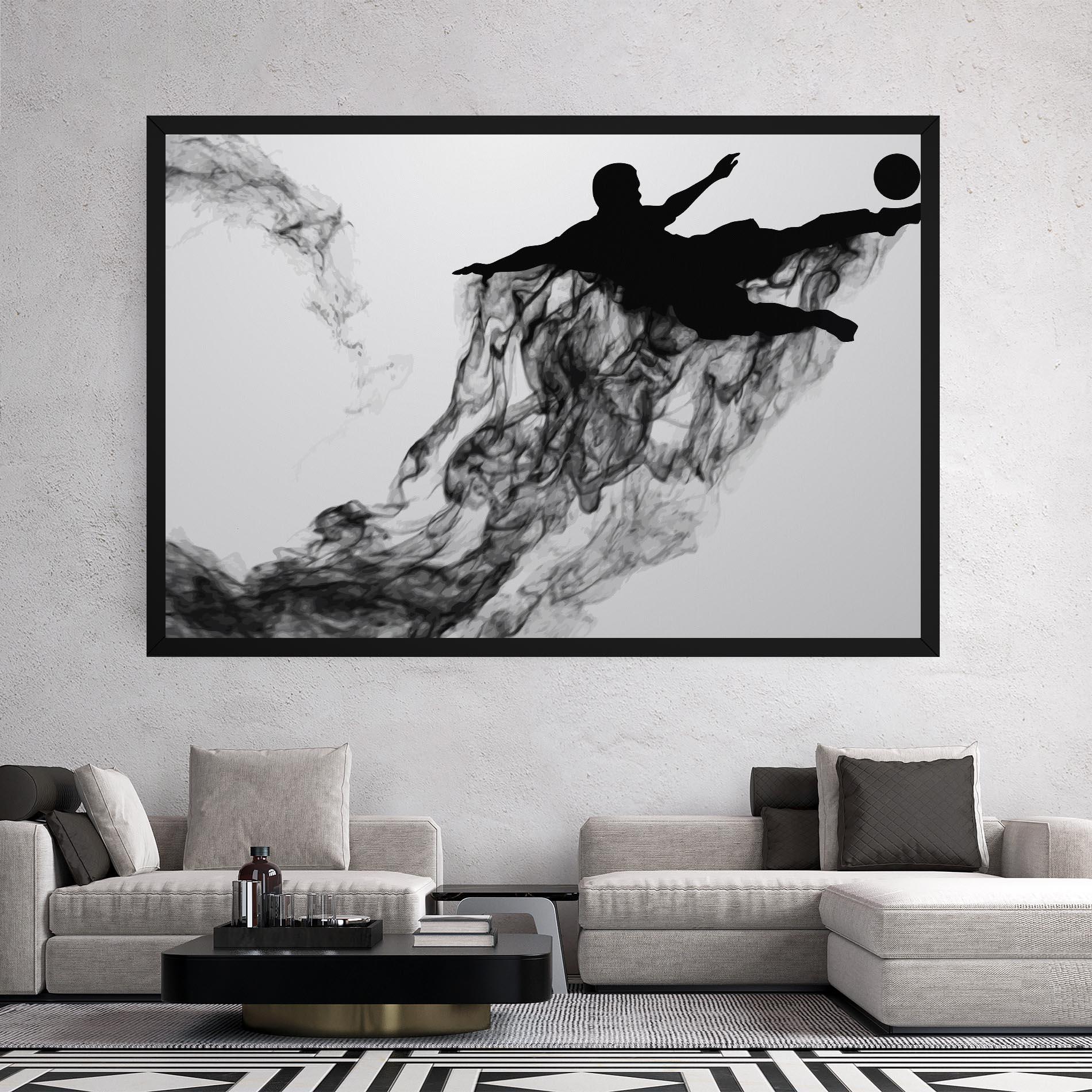 Vászonkép Black Smoke Football mockup 2