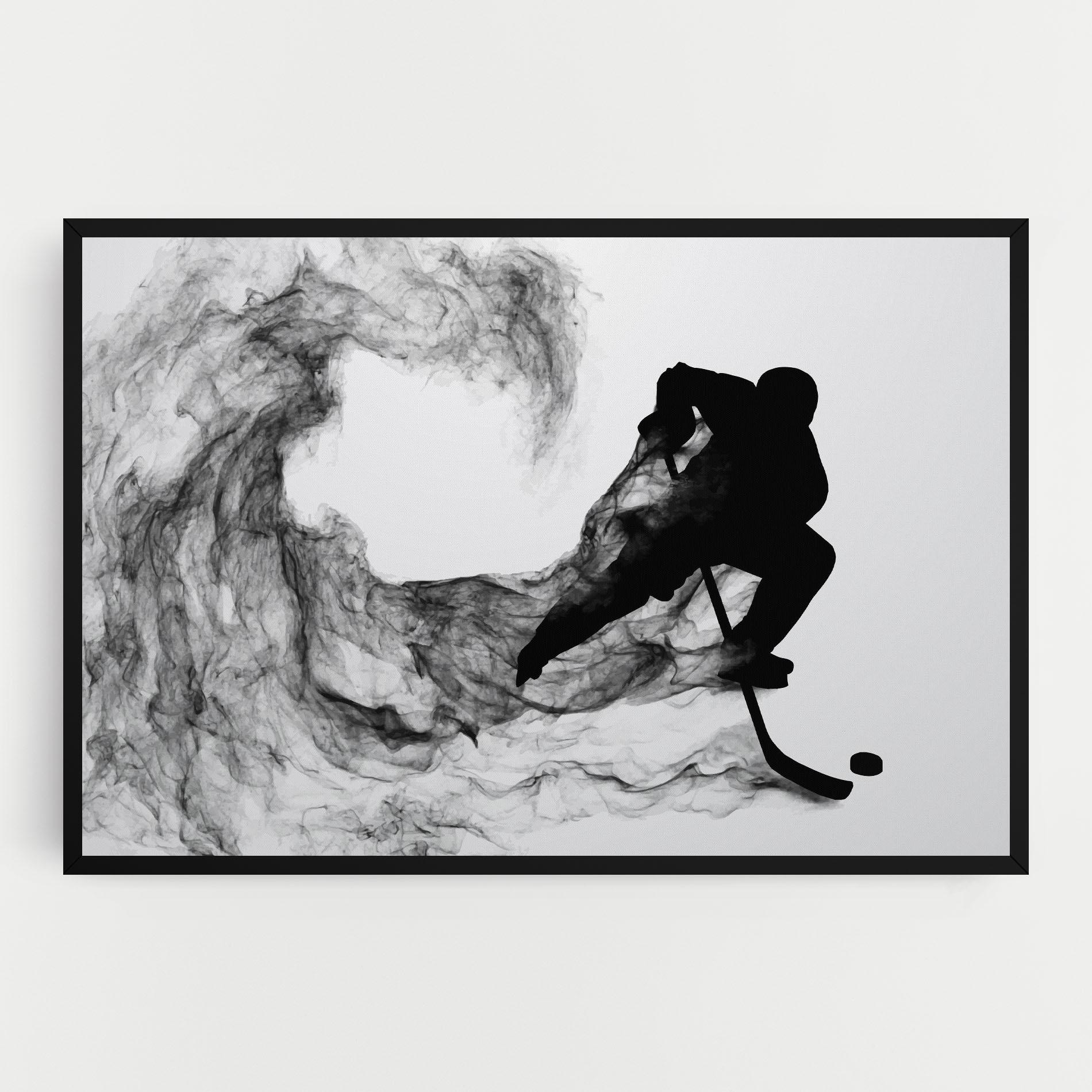 Vászonkép Black Smoke Hockey mockup 0