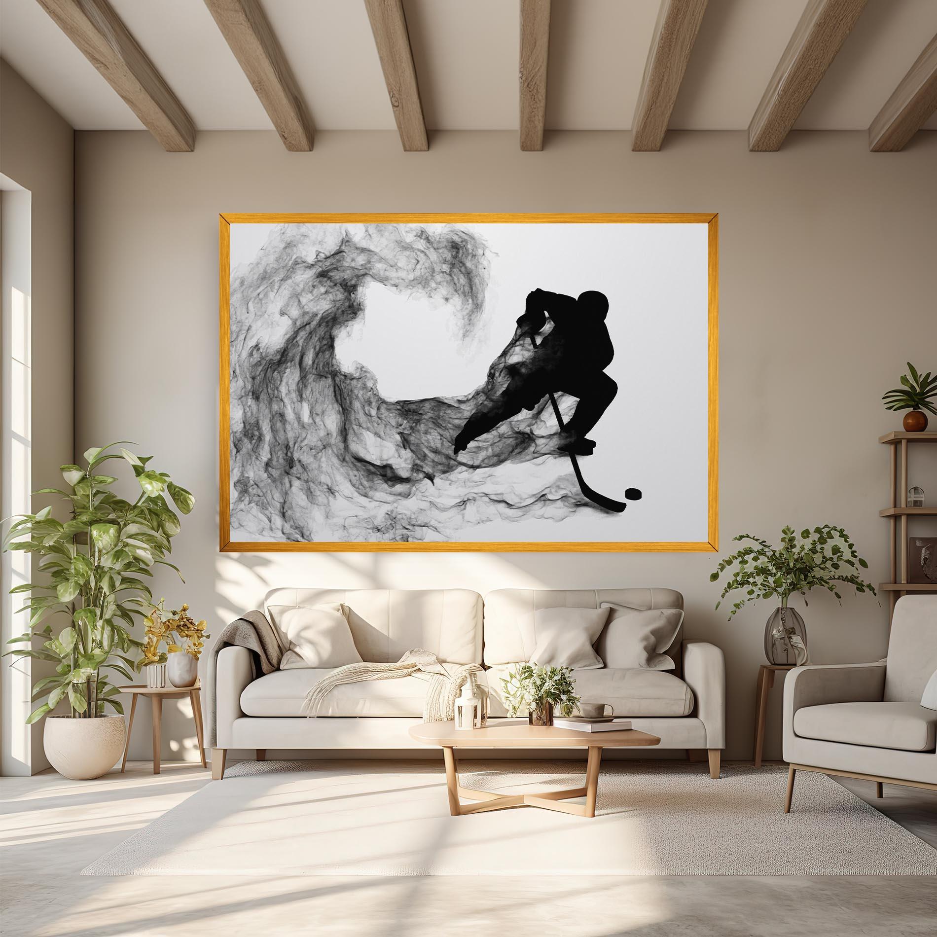 Vászonkép Black Smoke Hockey mockup 6