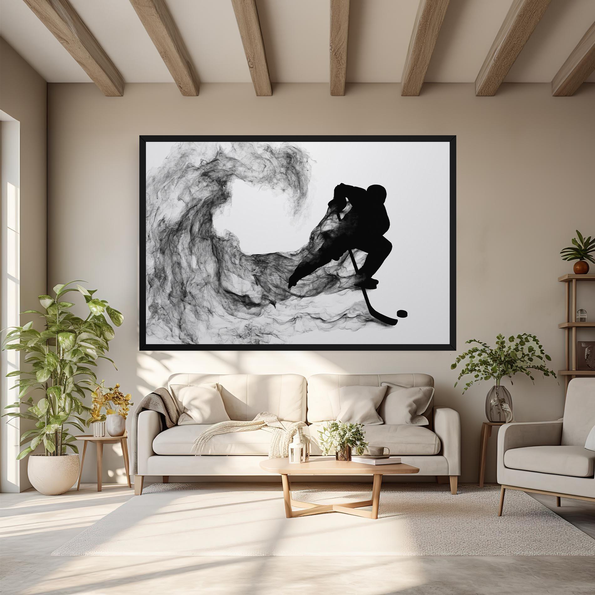 Vászonkép Black Smoke Hockey mockup 6