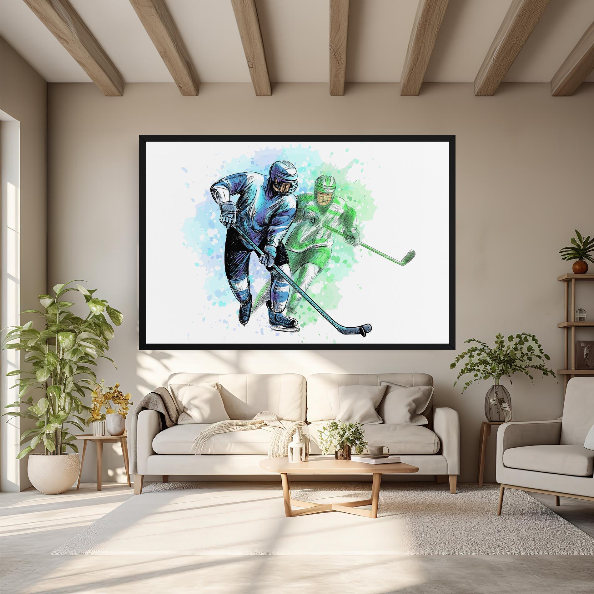 Vászonkép Green Blue Hockey mockup 6