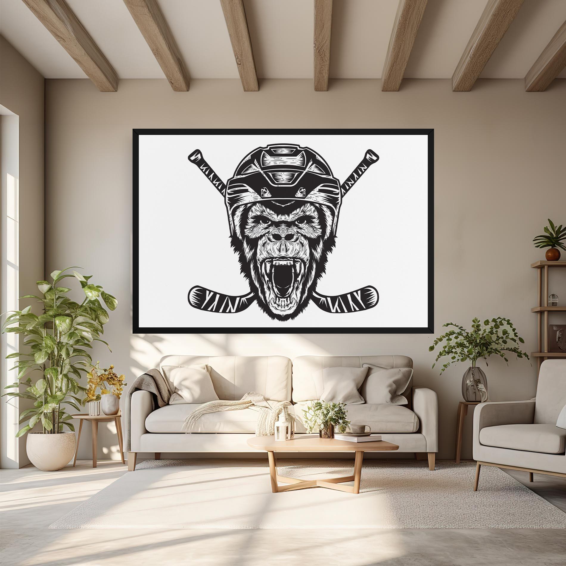 Vászonkép Monkey Hockey mockup 6