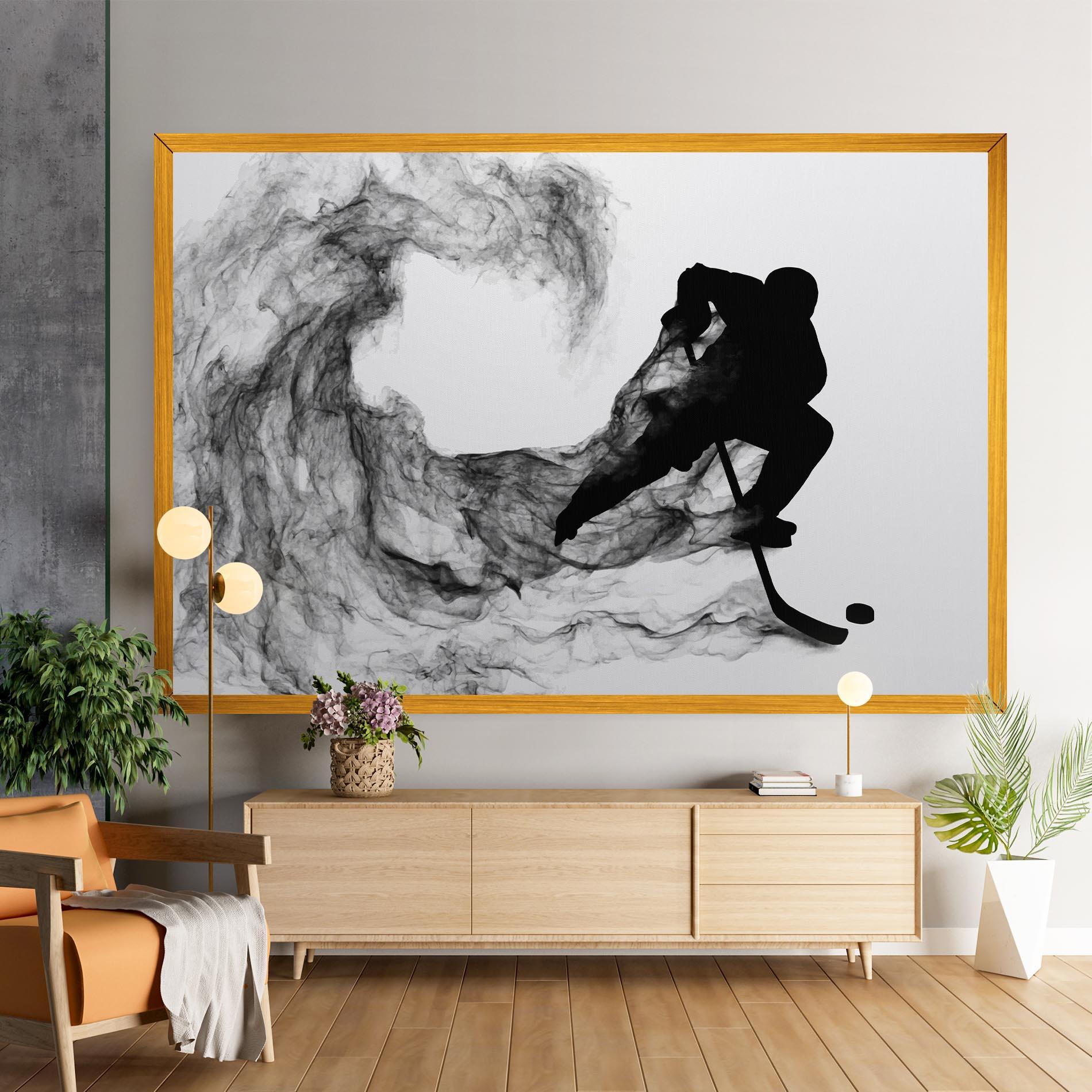 Vászonkép Black Smoke Hockey mockup 9