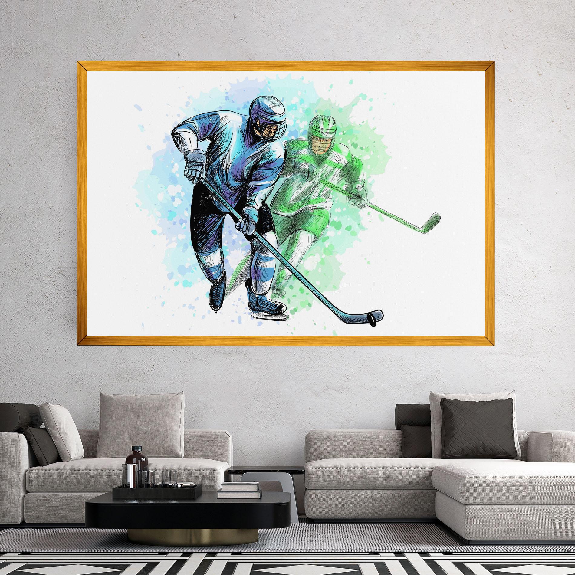 Vászonkép Green Blue Hockey mockup 2