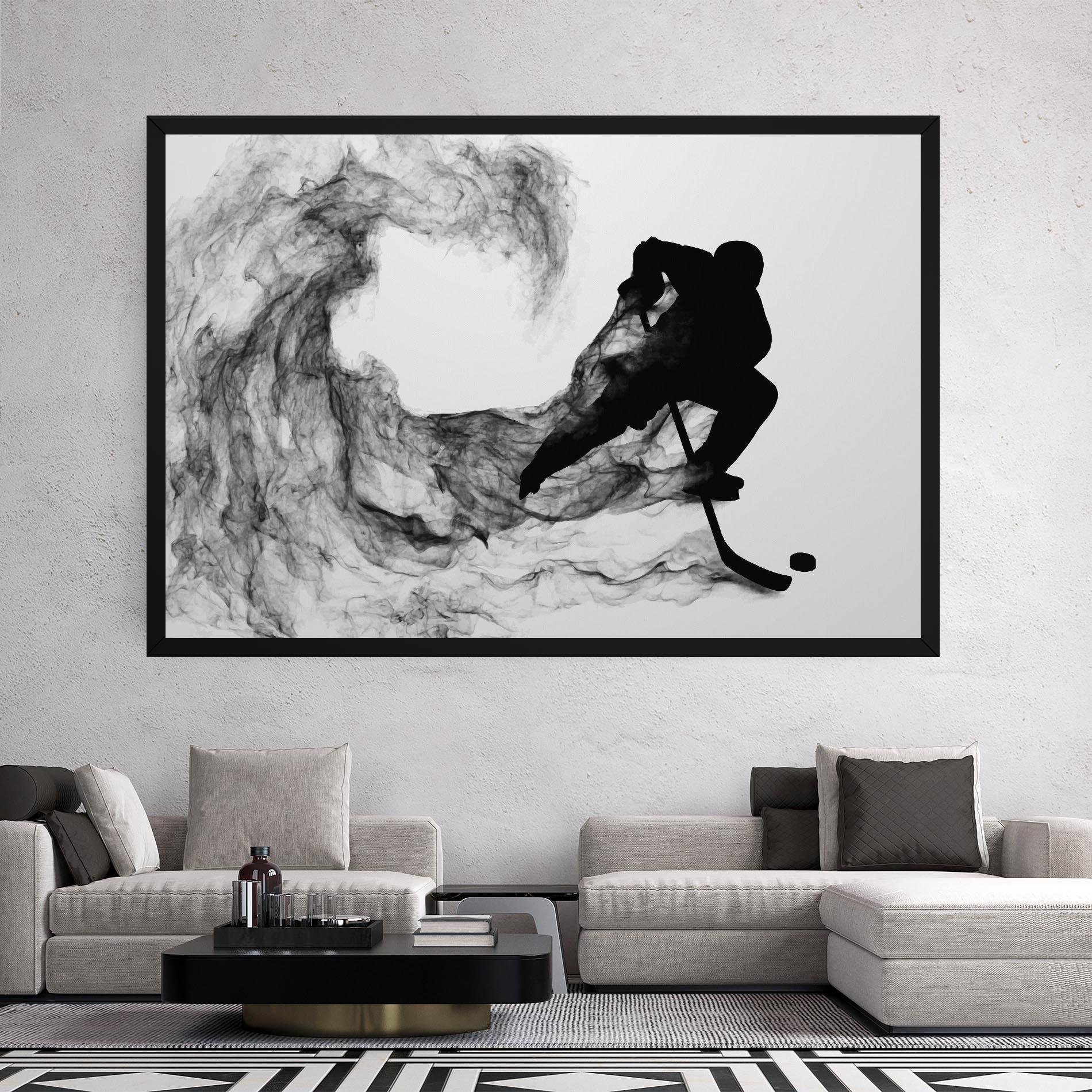 Vászonkép Black Smoke Hockey mockup 2