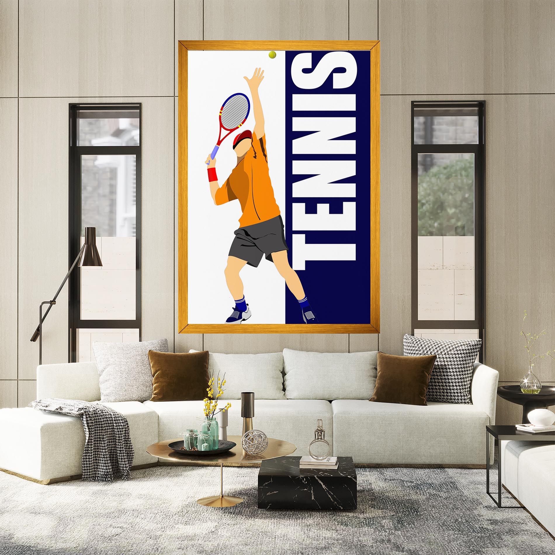 Orange Tennis Player mockup 2