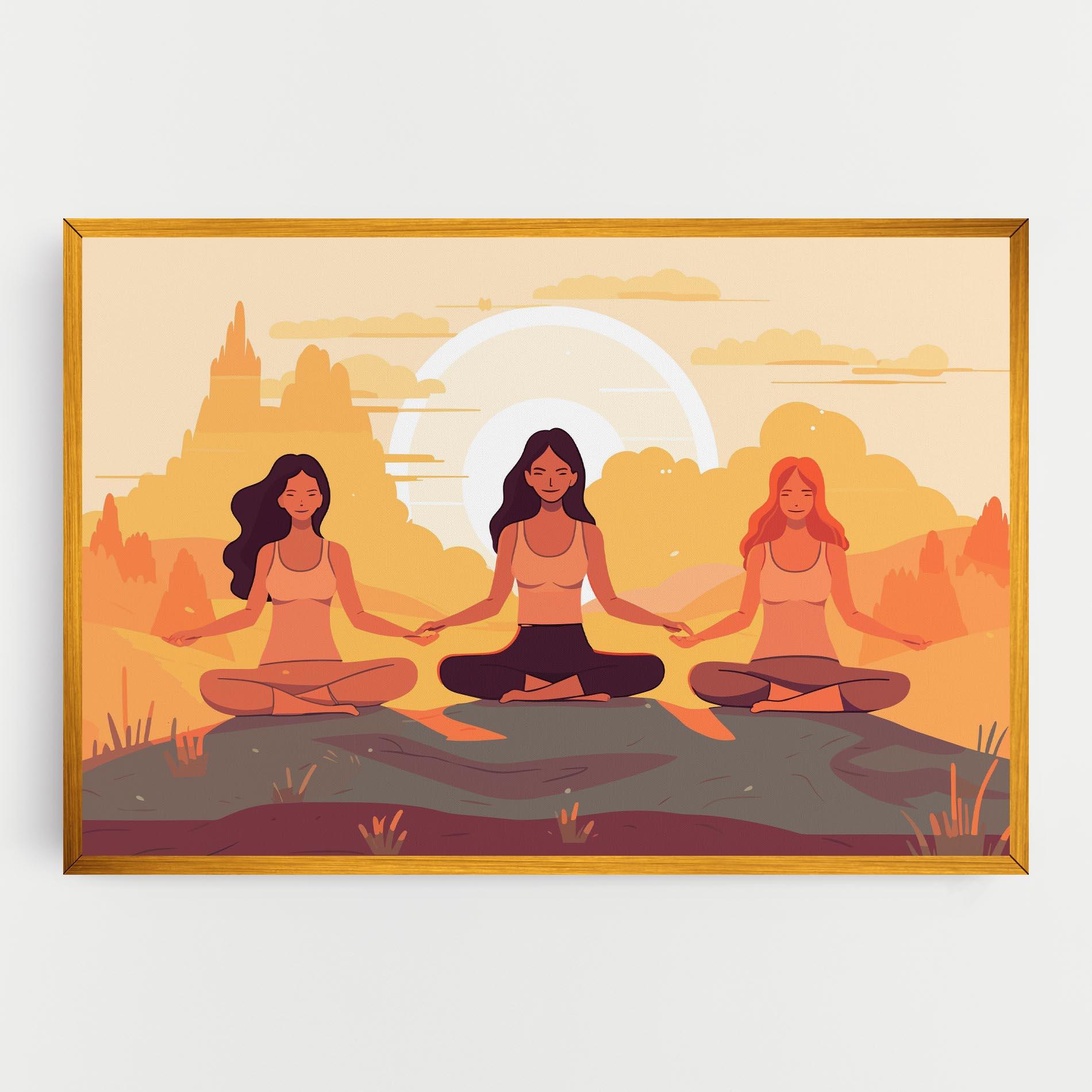 Vászonkép Three Yoga Girls mockup 0