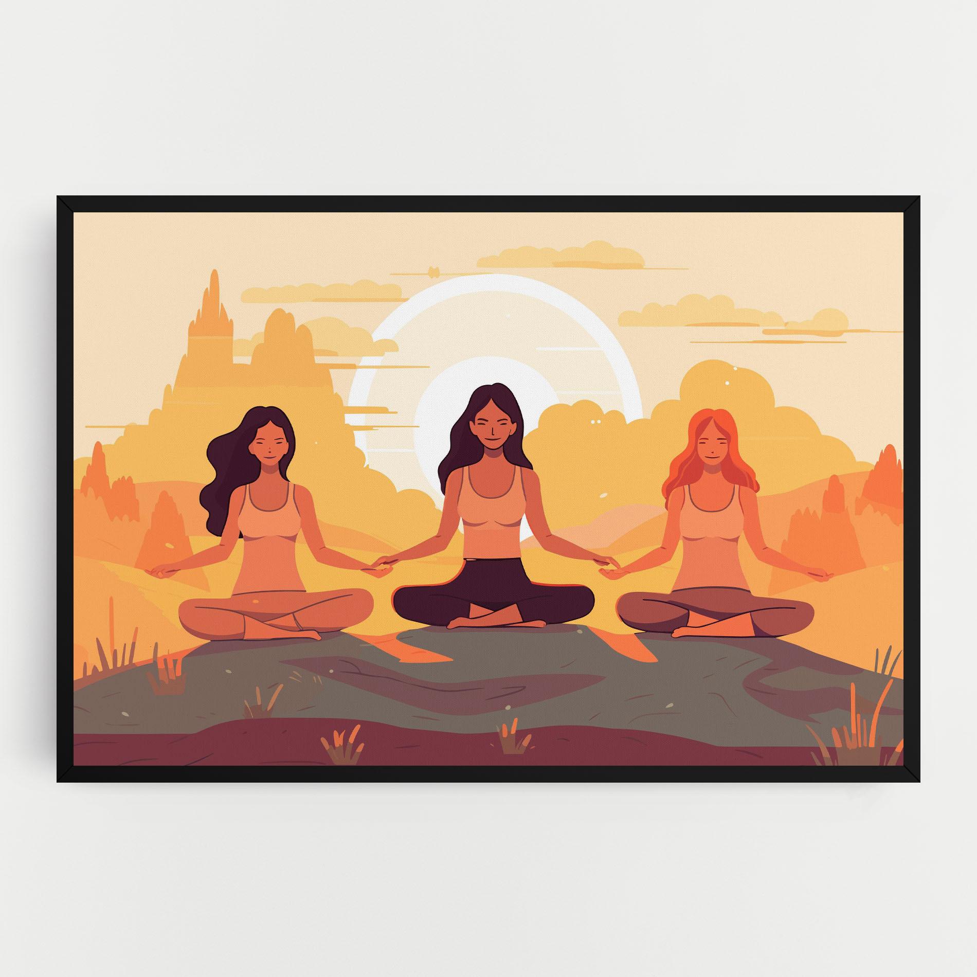 Vászonkép Three Yoga Girls mockup 0
