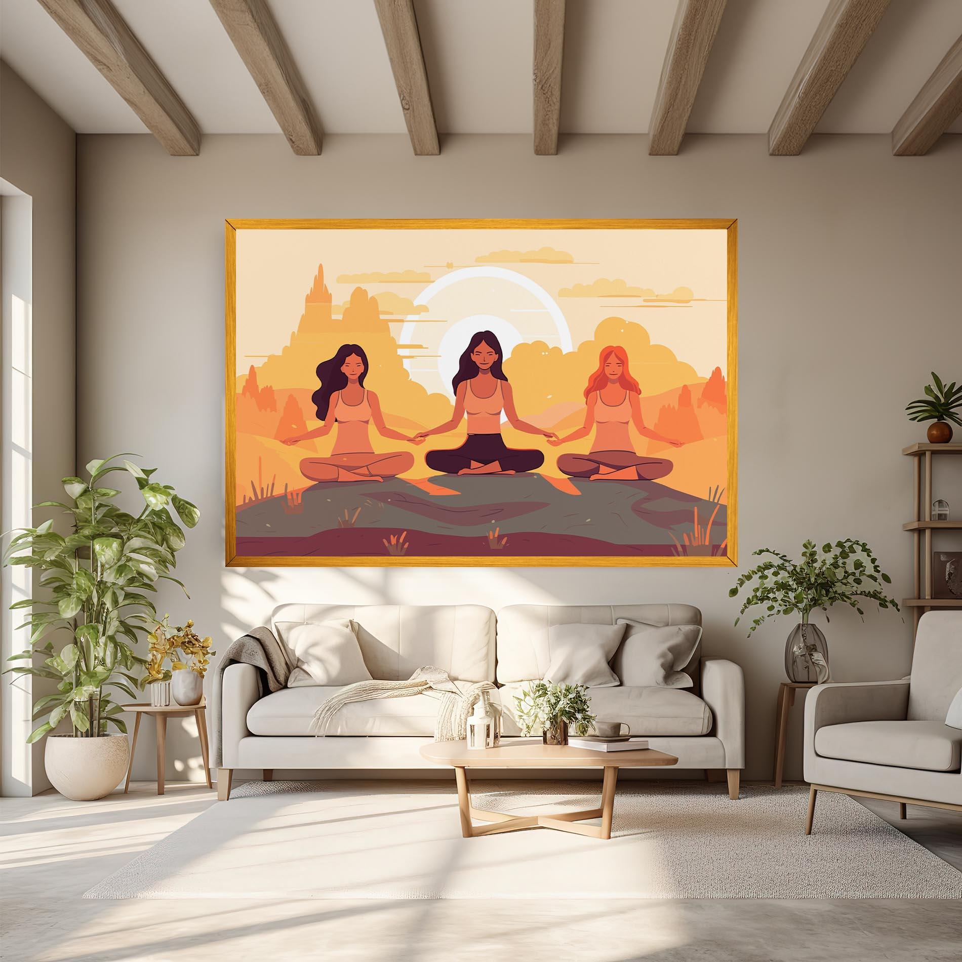 Vászonkép Three Yoga Girls mockup 6