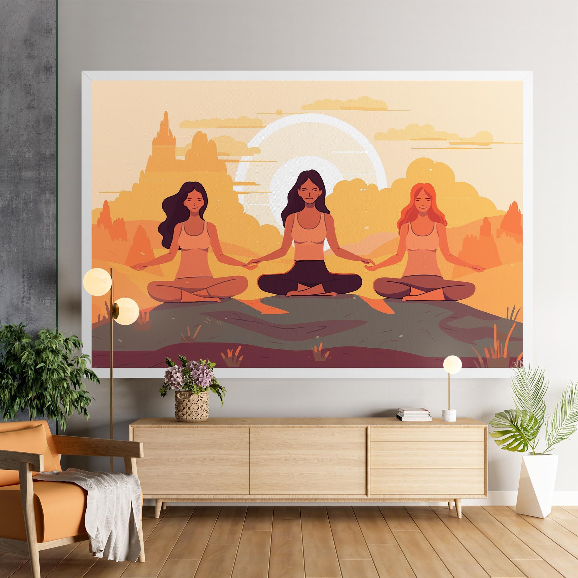 Vászonkép Three Yoga Girls mockup 9