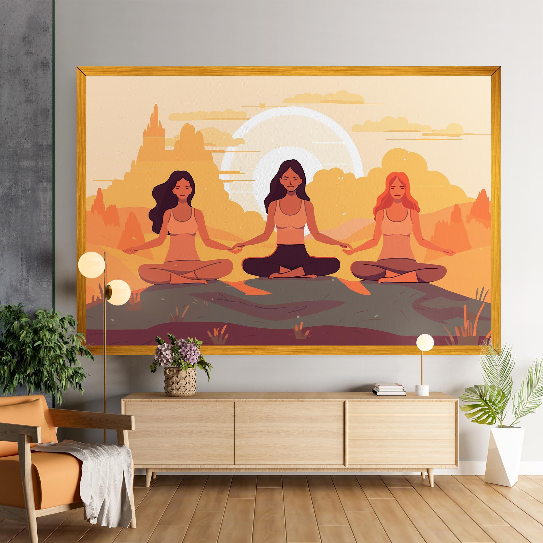 Vászonkép Three Yoga Girls mockup 9