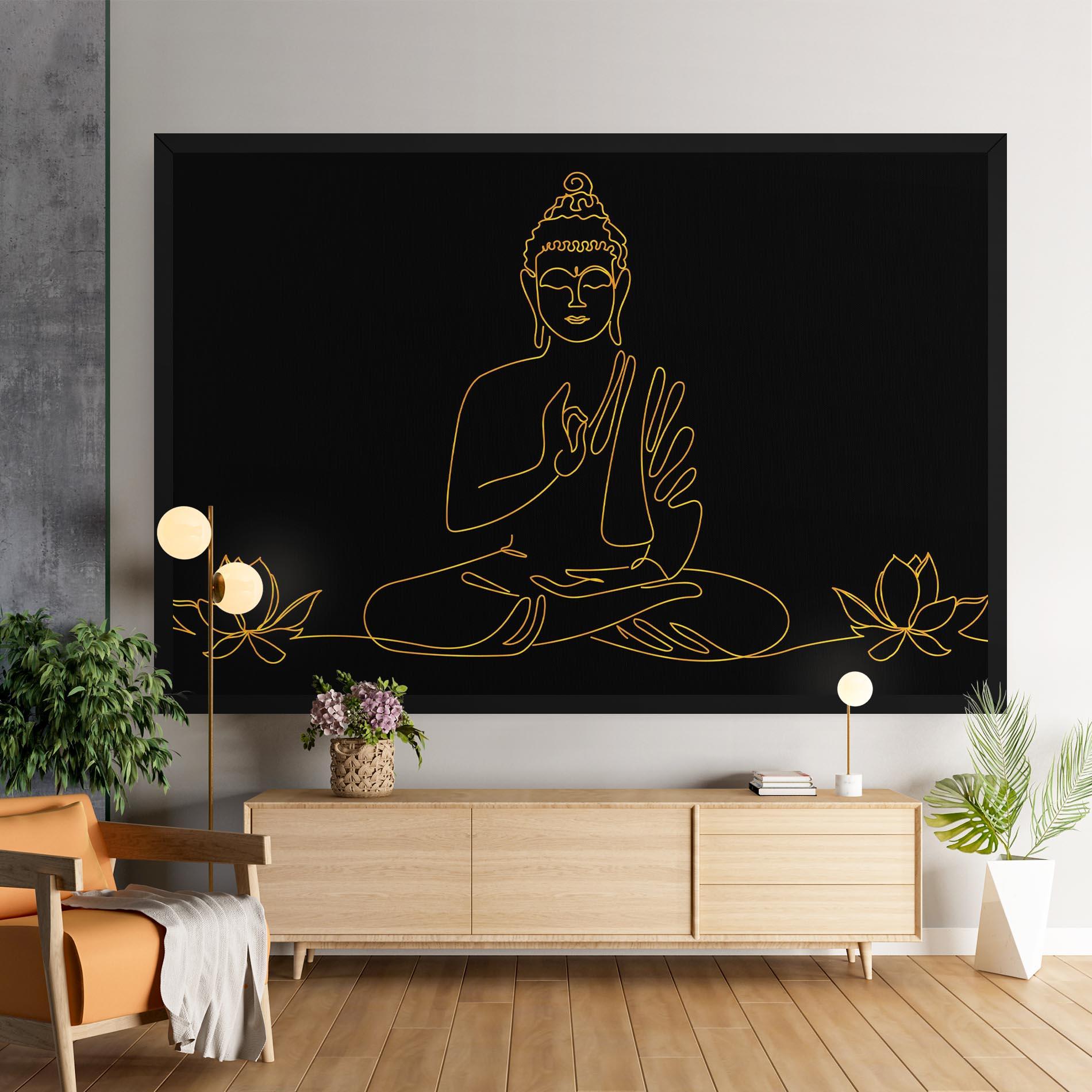 Vászonkép Buddha Gold Line mockup 9