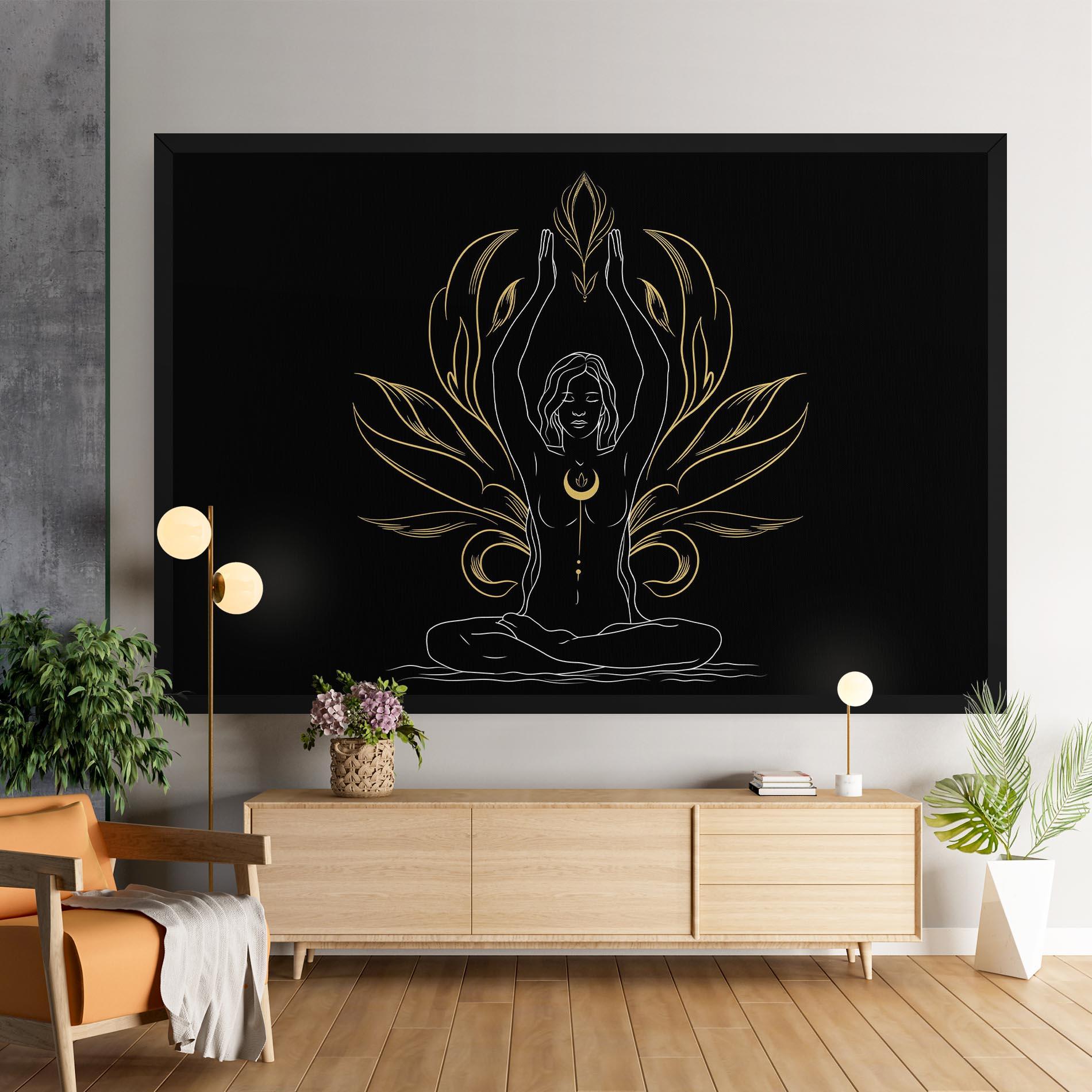 Vászonkép Gold Yoga Pose mockup 9