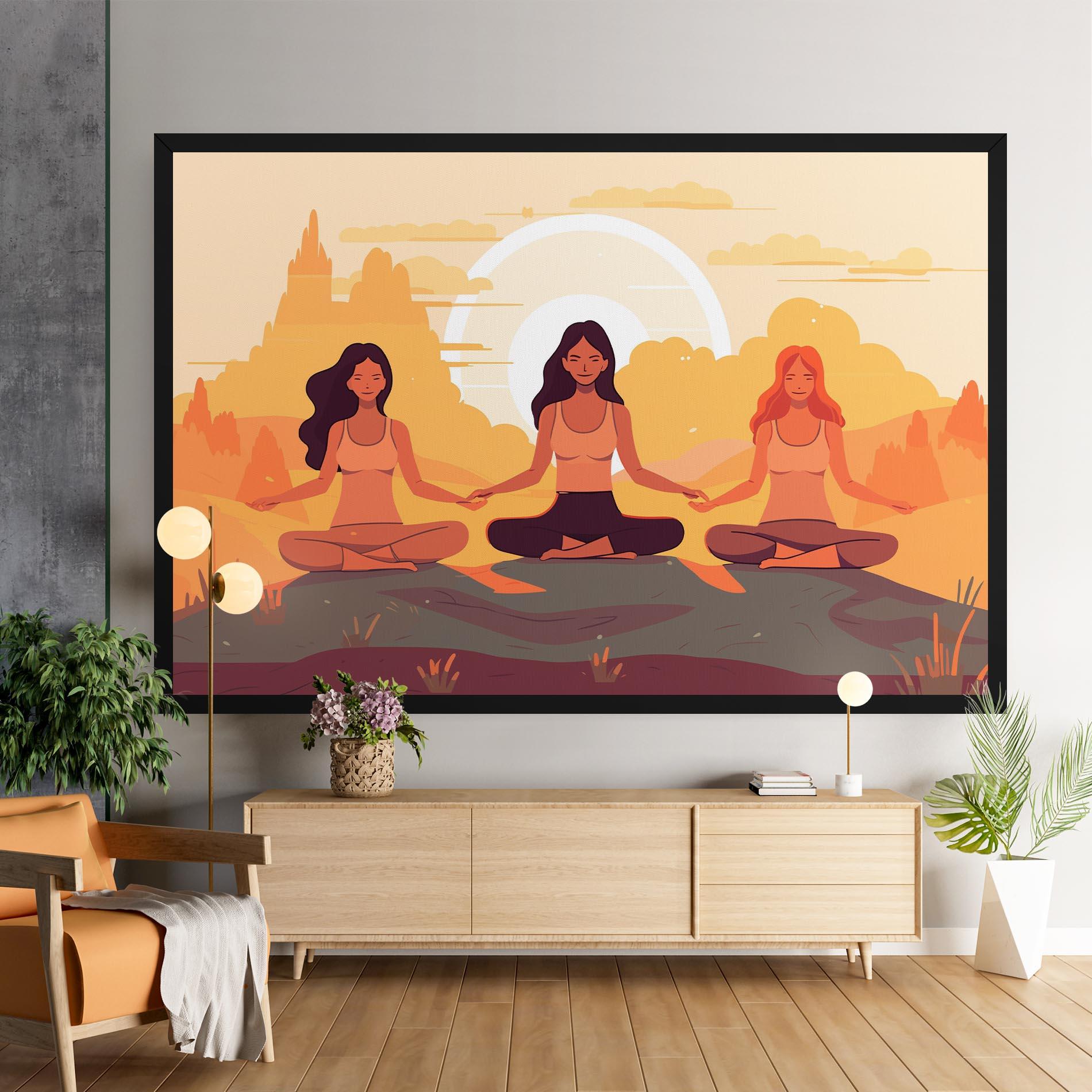 Vászonkép Three Yoga Girls mockup 9