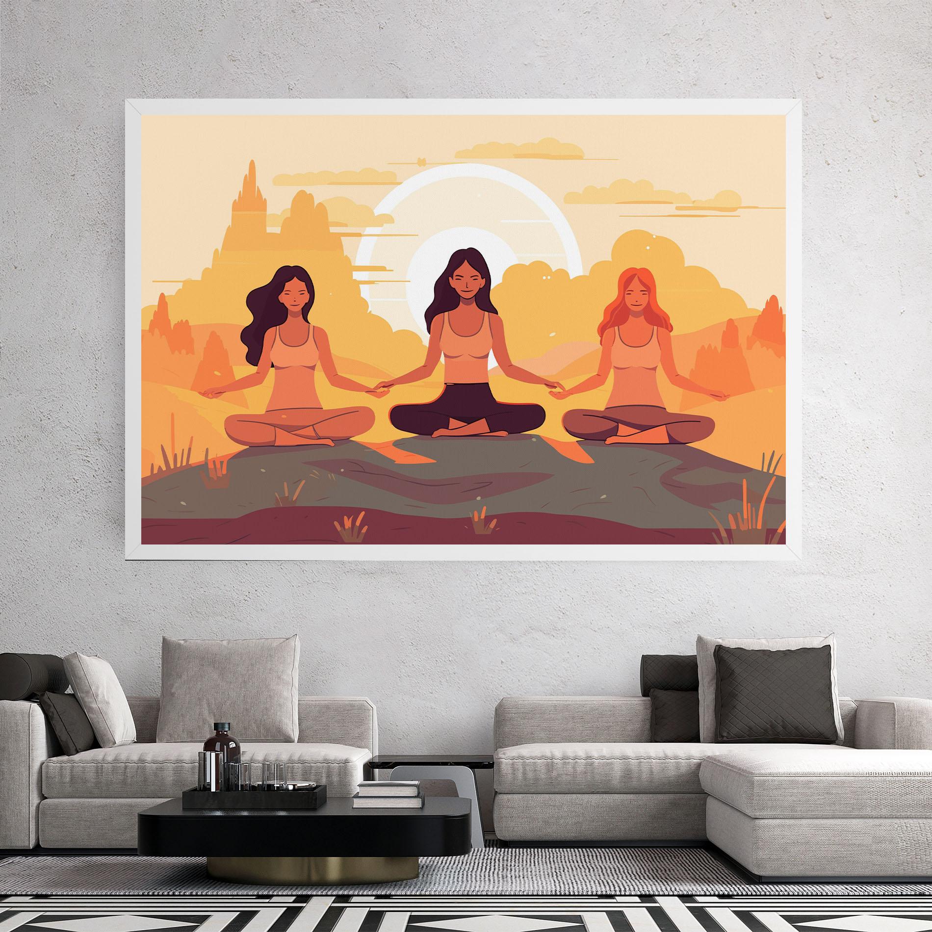 Vászonkép Three Yoga Girls mockup 2