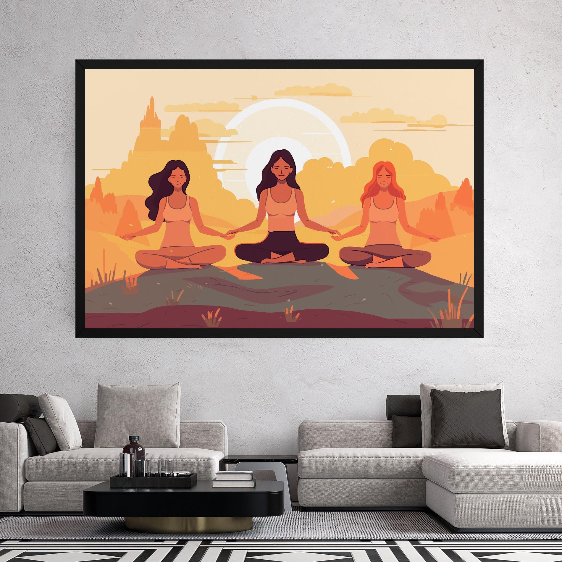 Vászonkép Three Yoga Girls mockup 2