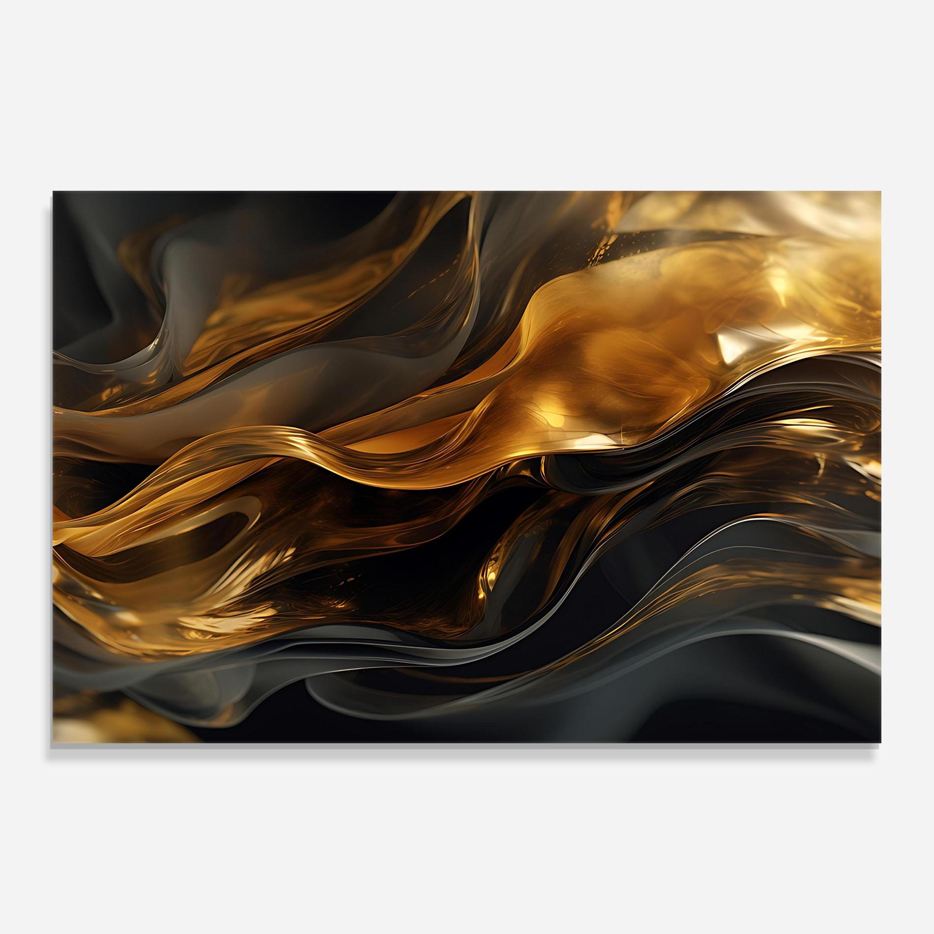 Üvegkép Gold With Black Wave mockup 0