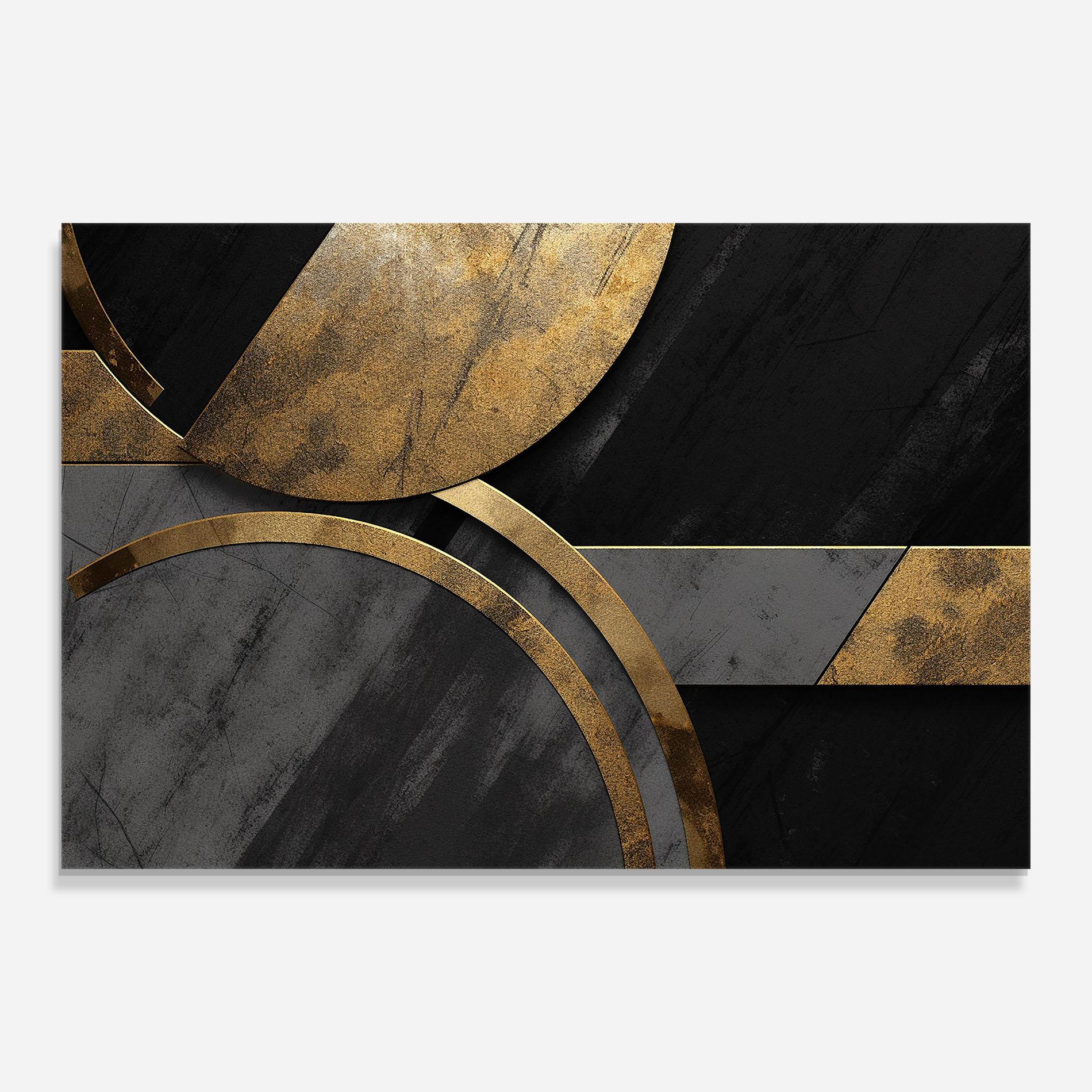 Üvegkép Grey With Gold Painting mockup 0