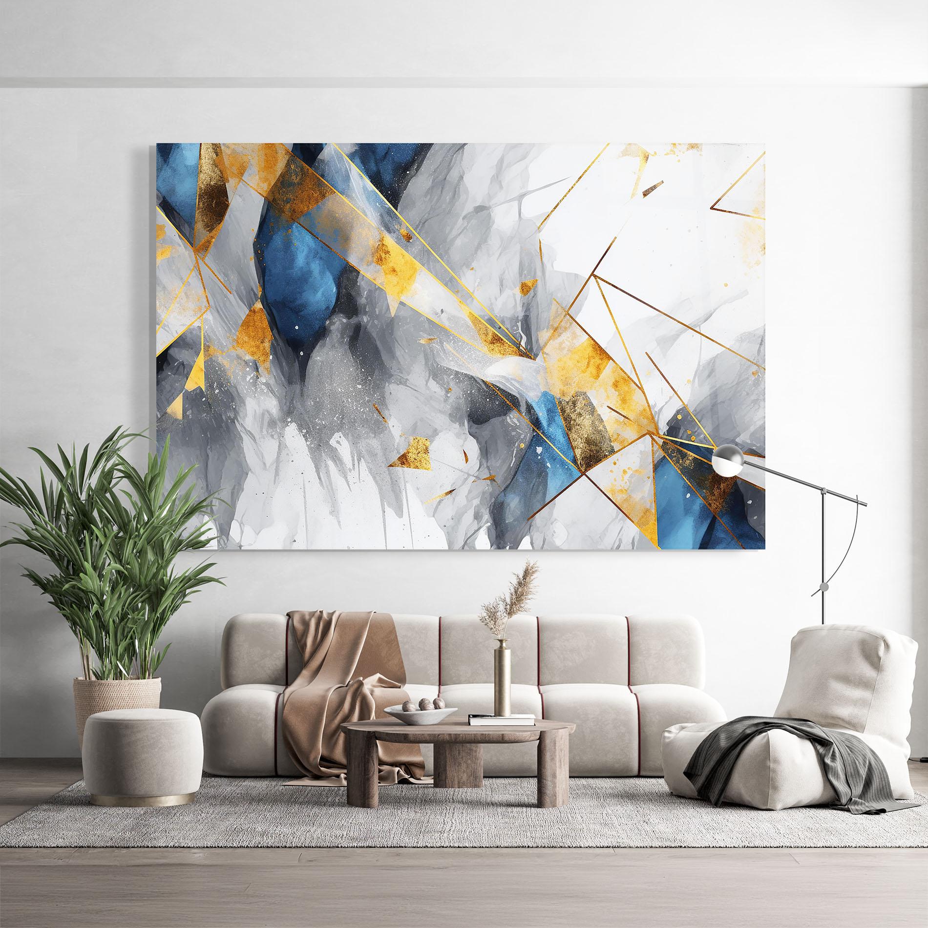 Üvegkép Abstract Gold Blue Pattern mockup 9