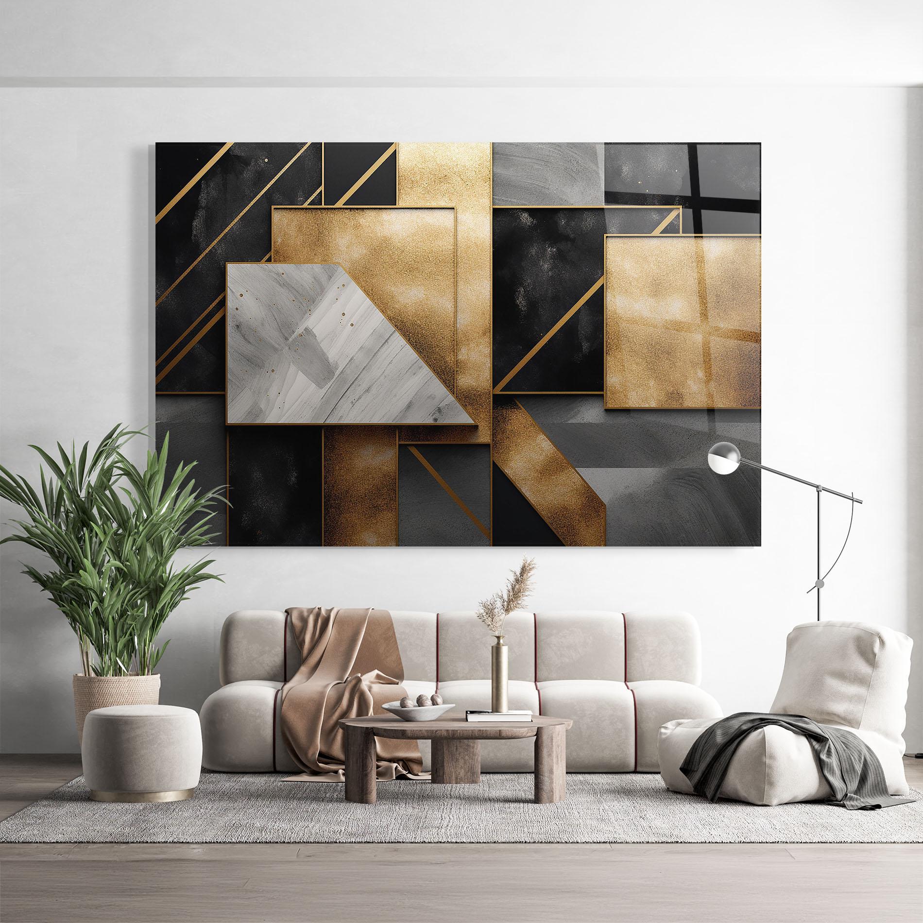 Üvegkép Abstract Gold Square mockup 9